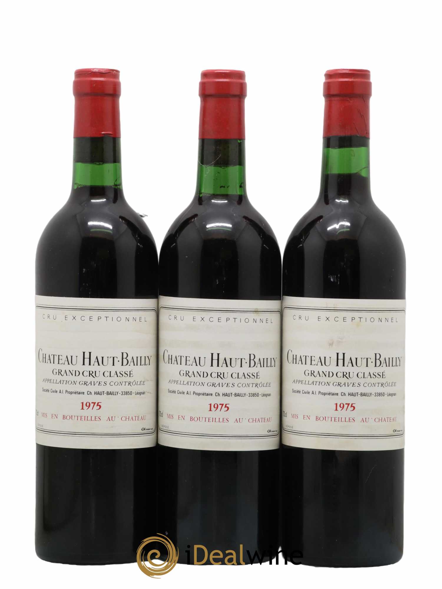 Château Haut-Bailly Cru Classé de Graves 1975 - Lot de 3 bouteilles - 0