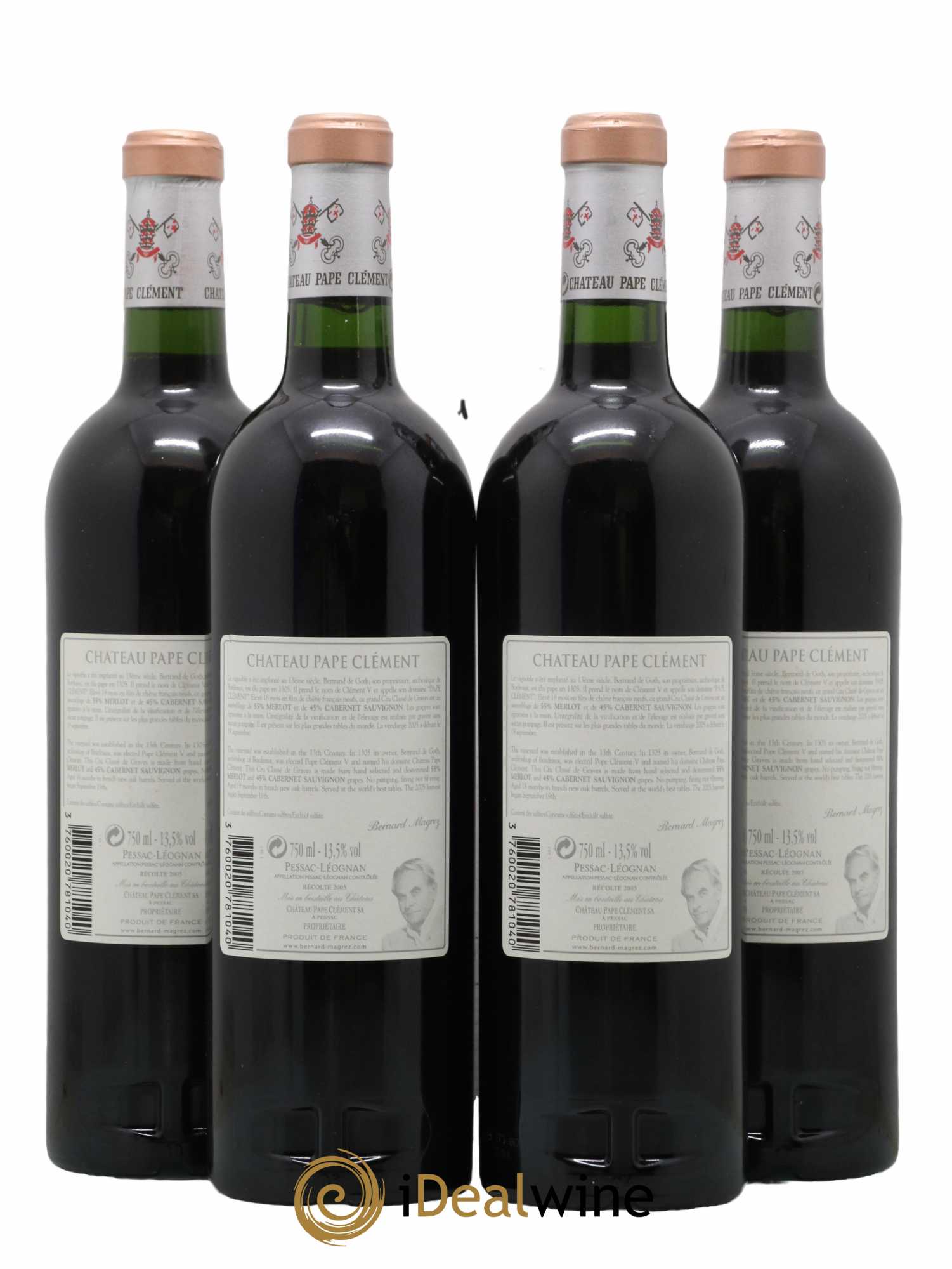 Château Pape Clément Cru Classé de Graves 2005 - Lot de 4 bouteilles - 1