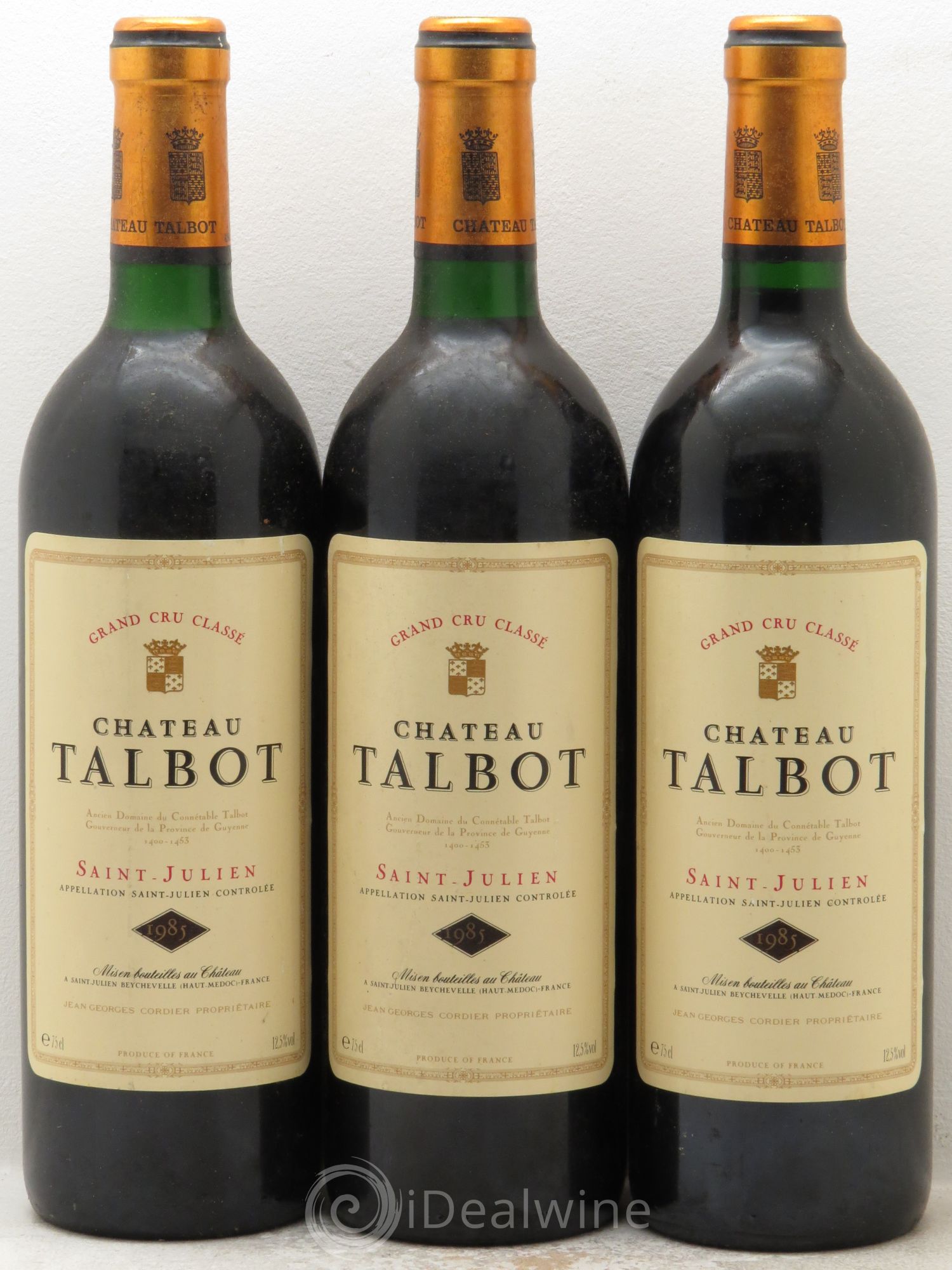 Château Talbot 4ème Grand Cru Classé 1985 - Lot de 3 bouteilles - 0