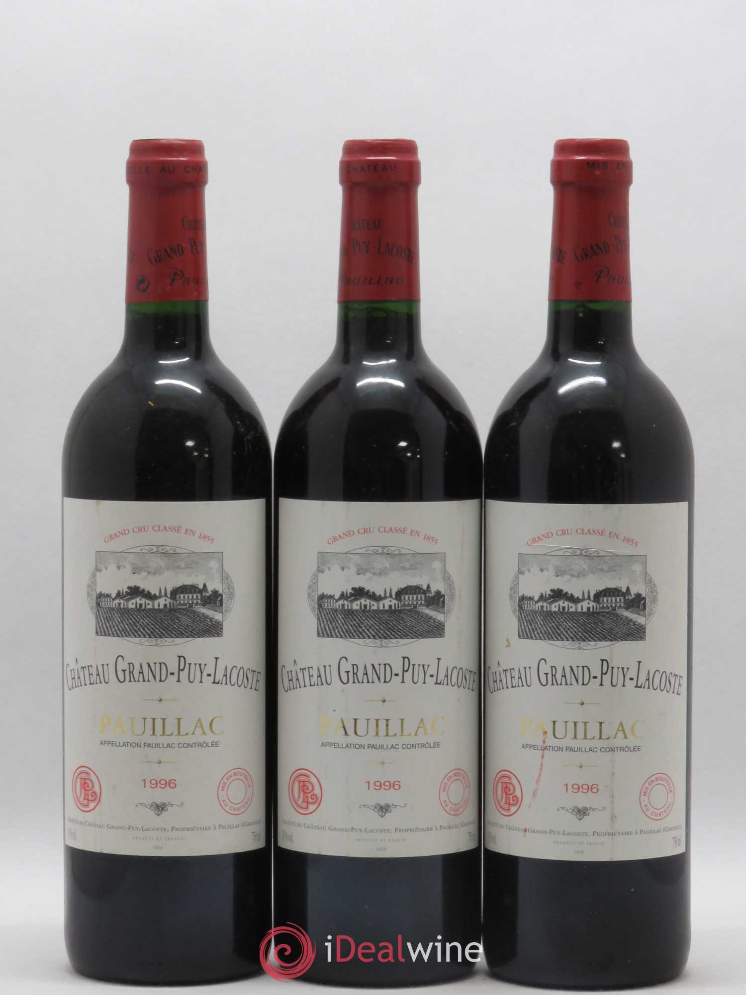 Château Grand Puy Lacoste 5ème Grand Cru Classé 1996 - Lot de 3 bouteilles - 0