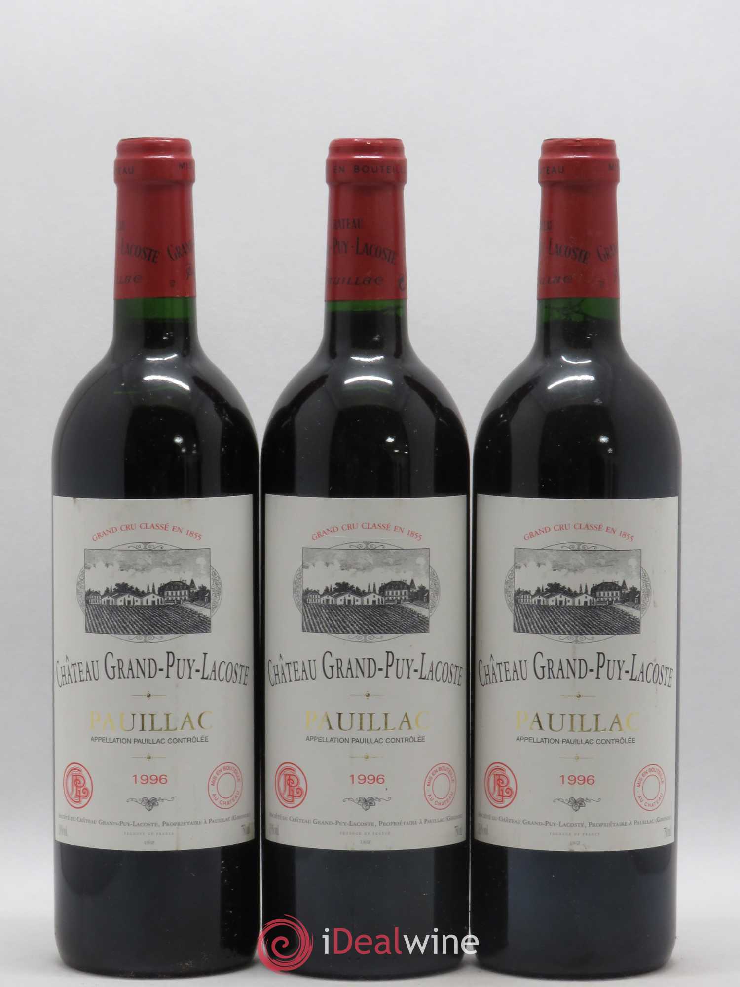 Château Grand Puy Lacoste 5ème Grand Cru Classé 1996 - Lot de 3 bouteilles - 0