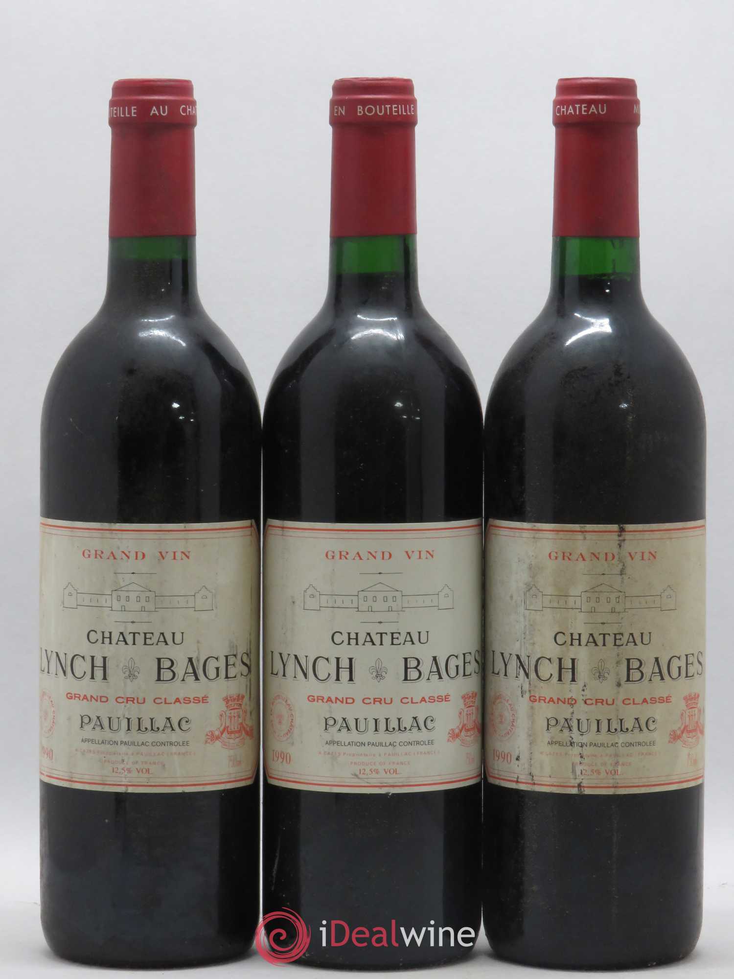 Château Lynch Bages 5ème Grand Cru Classé 1990 - Lot de 3 bouteilles - 0