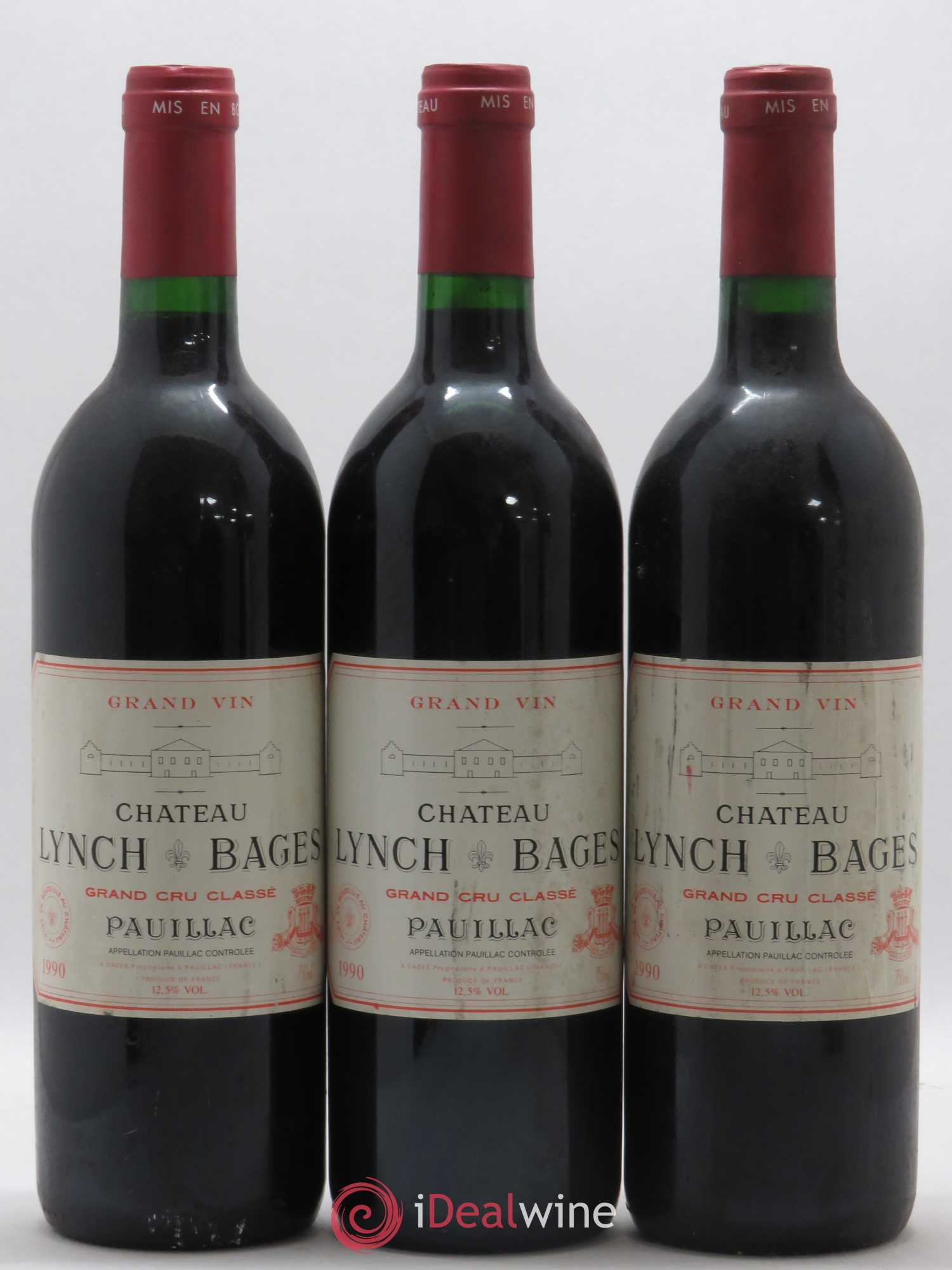 Château Lynch Bages 5ème Grand Cru Classé 1990 - Lot de 3 bouteilles - 0