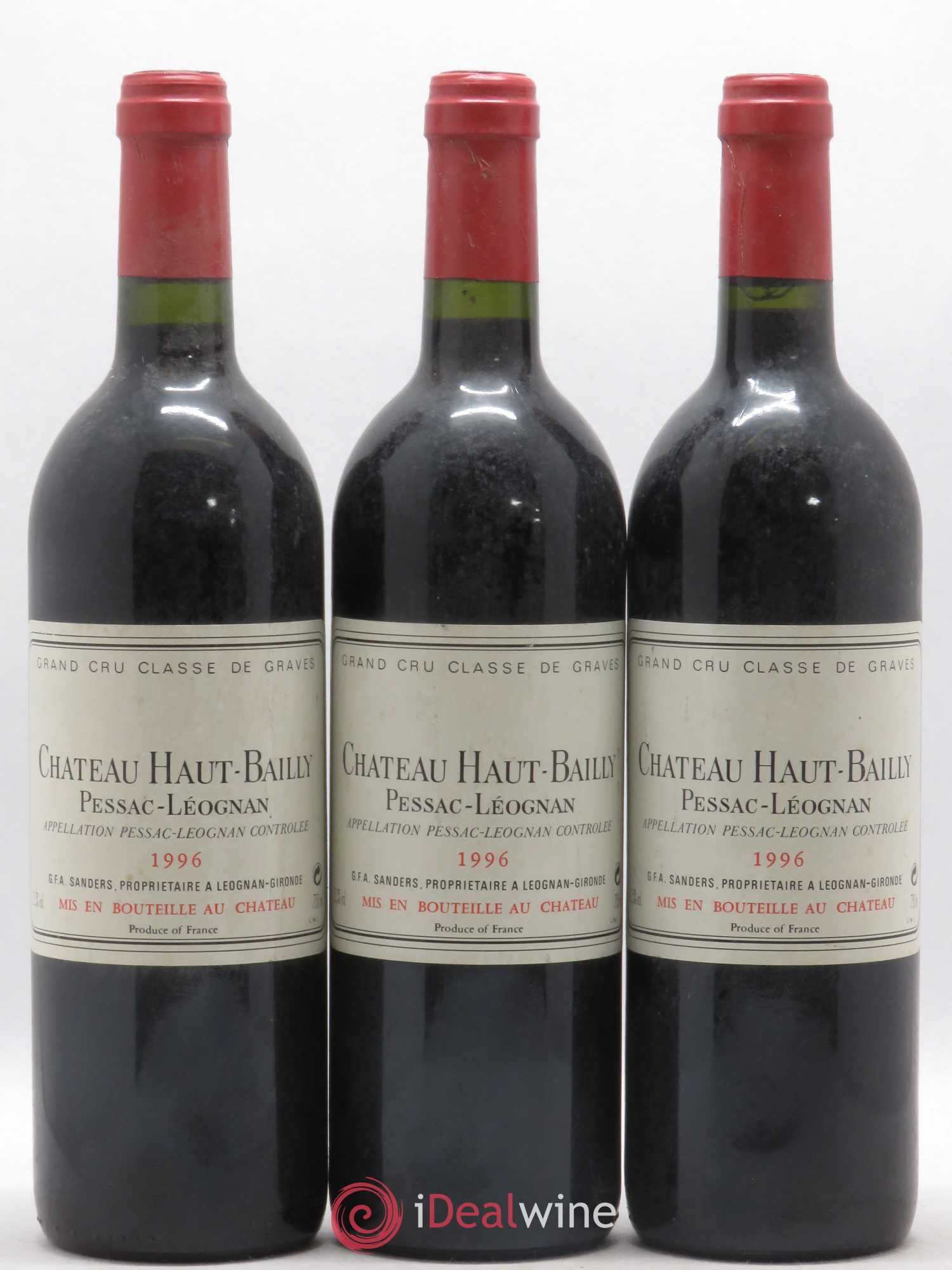Château Haut-Bailly Cru Classé de Graves 1996 - Lot de 3 bouteilles - 0