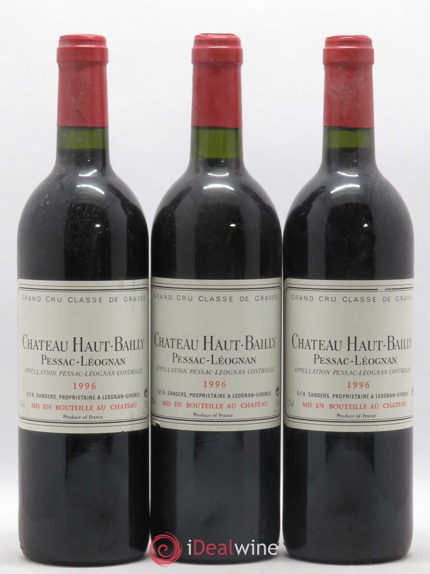 Château Haut-Bailly Cru Classé de Graves 1996 - Lot de 3 bouteilles - 0