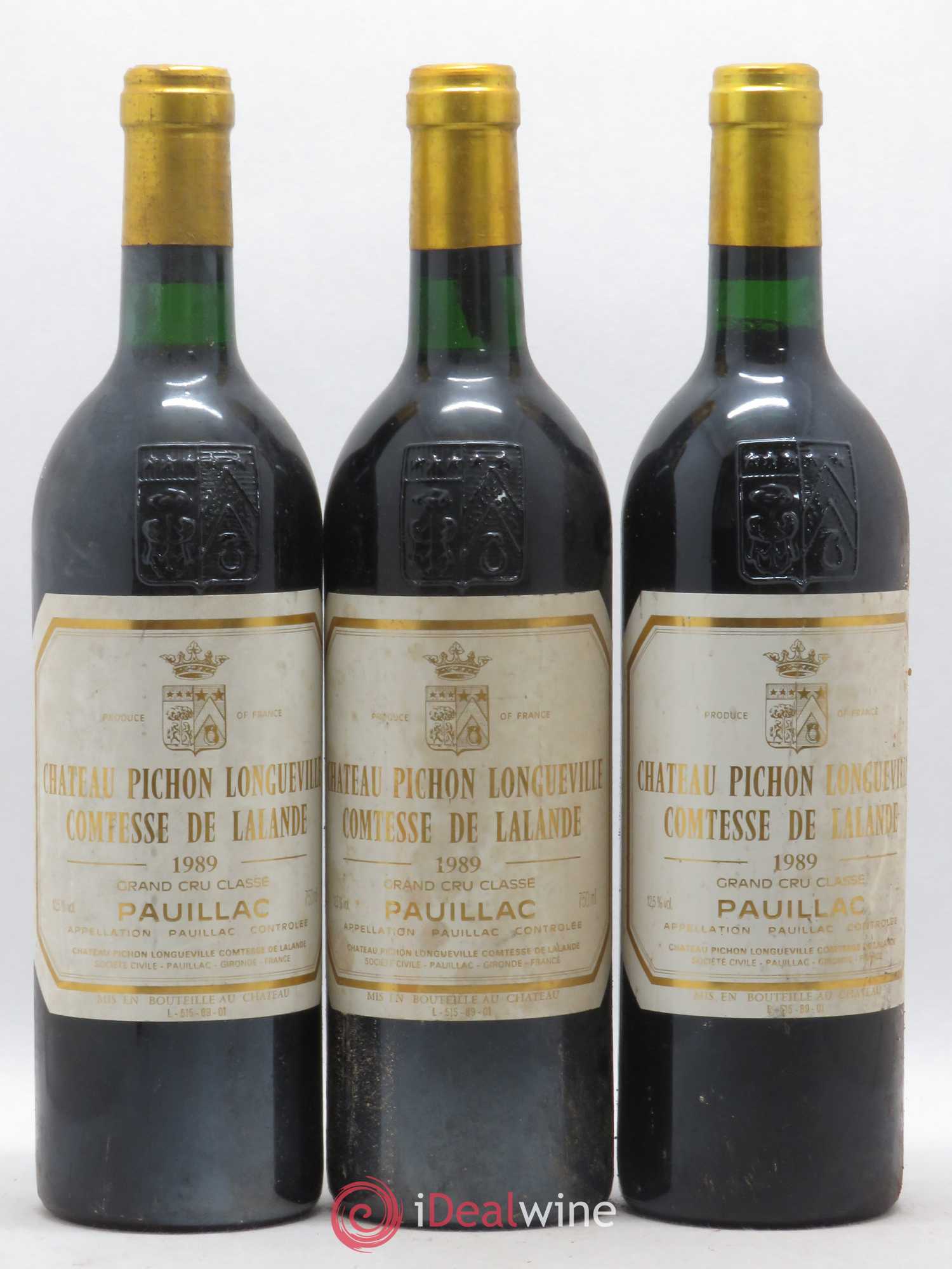 Château Pichon Longueville Comtesse de Lalande 2ème Grand Cru Classé 1989 - Lot de 3 bouteilles - 0