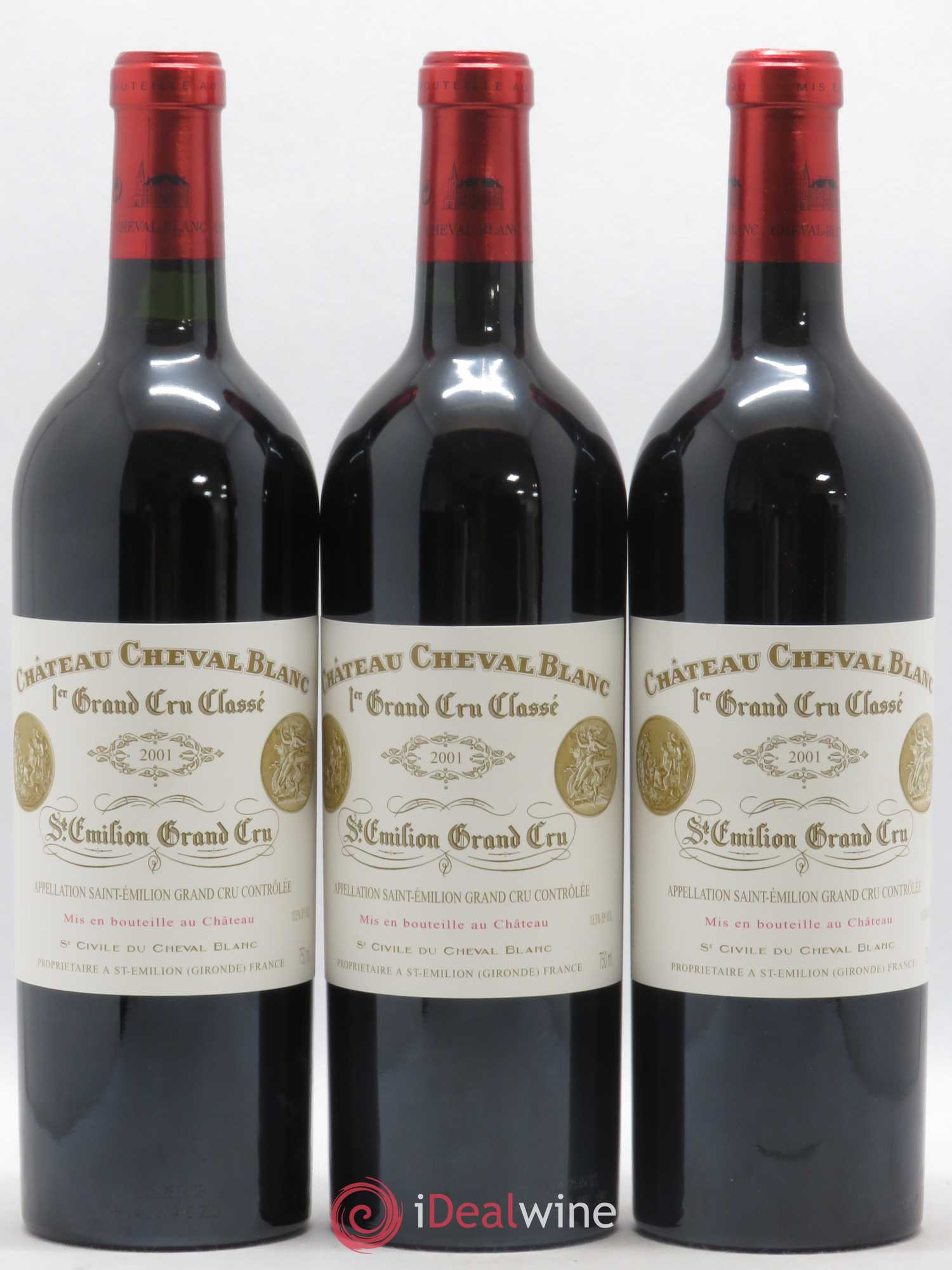 Château Cheval Blanc 1er Grand Cru Classé A 2001 - Lot de 3 bouteilles - 0