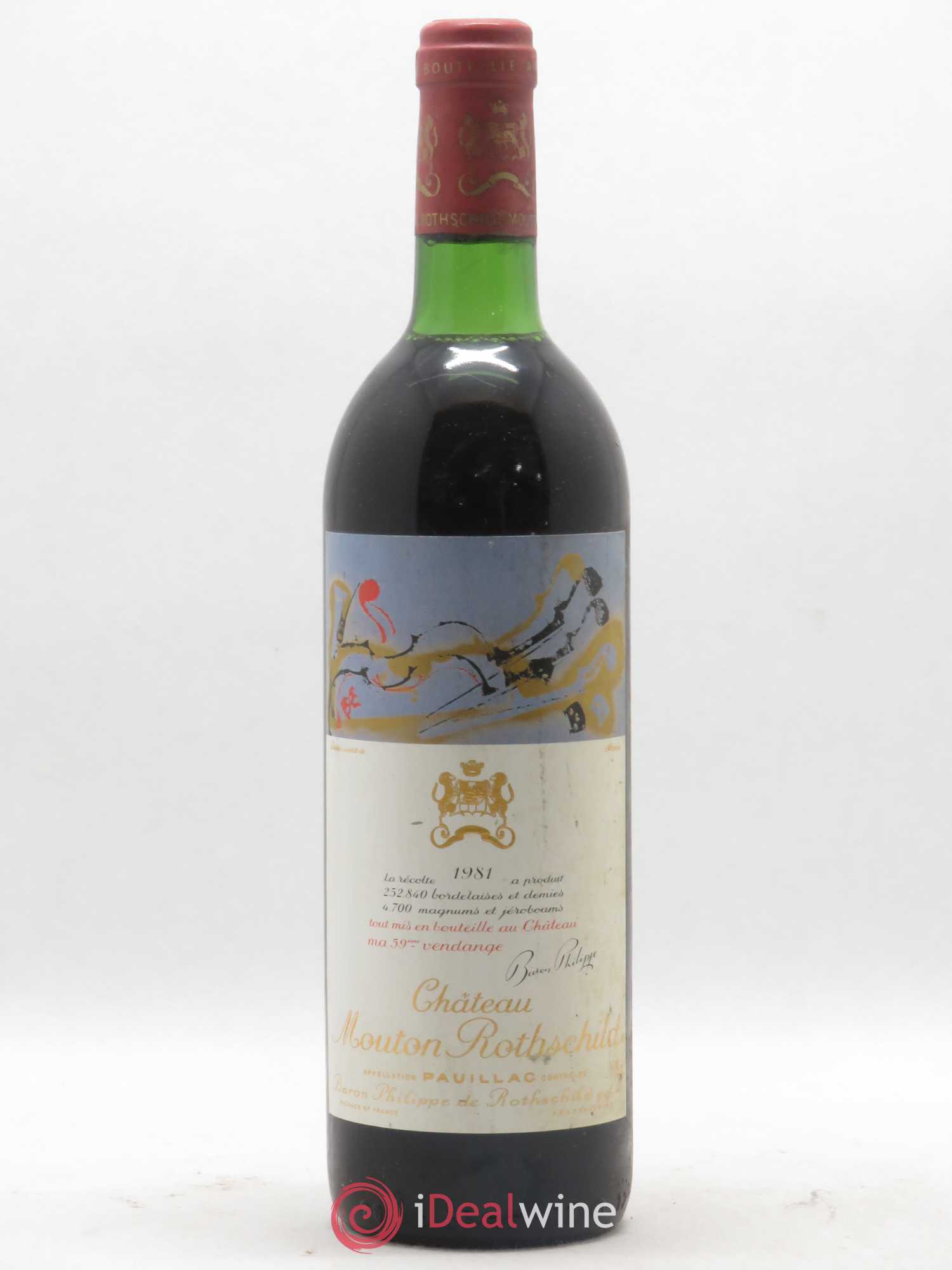 Château Mouton Rothschild 1er Grand Cru Classé 1981 - Lot de 1 bouteille - 0