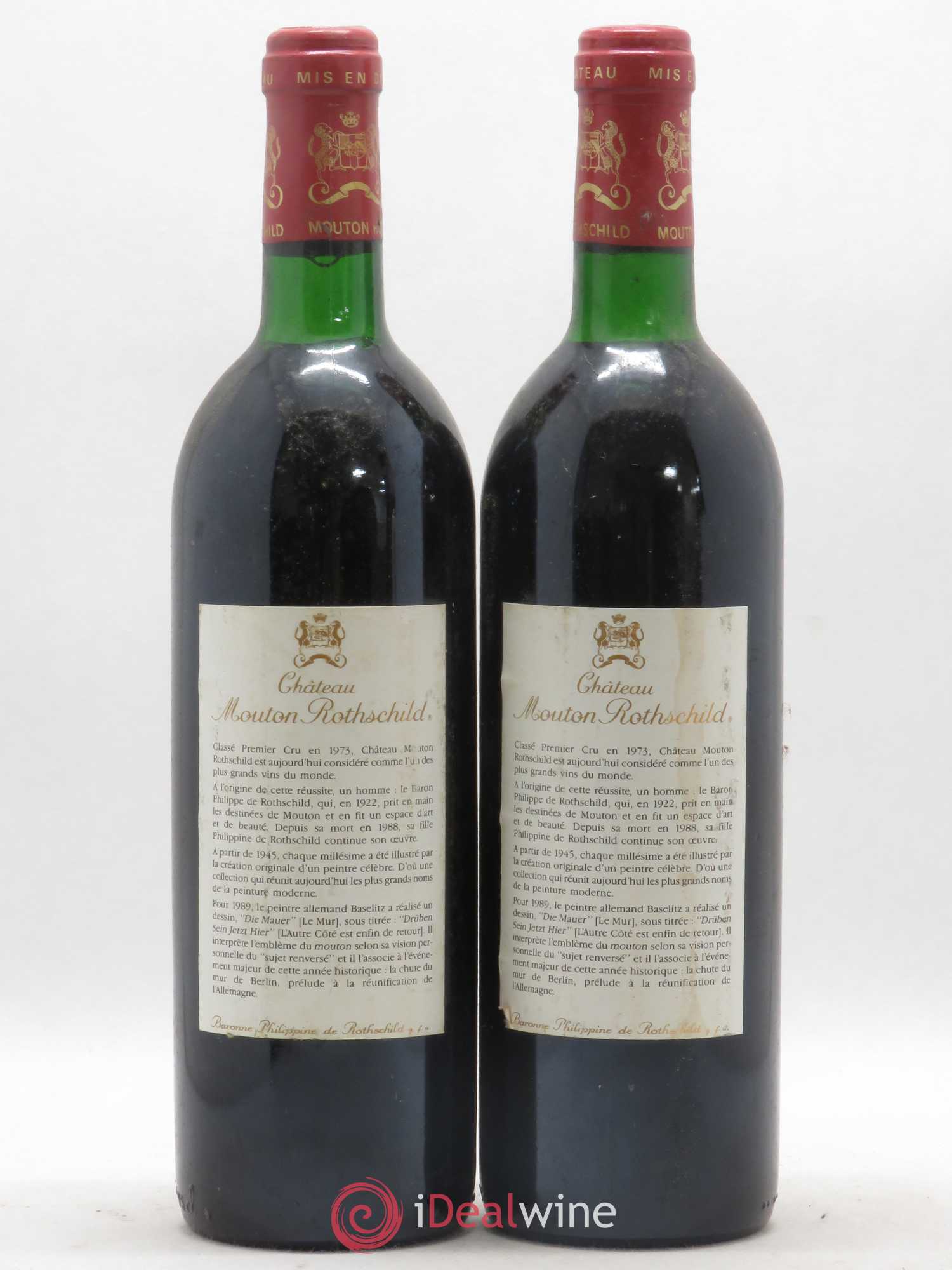 Château Mouton Rothschild 1er Grand Cru Classé 1989 - Lot de 2 bouteilles - 1