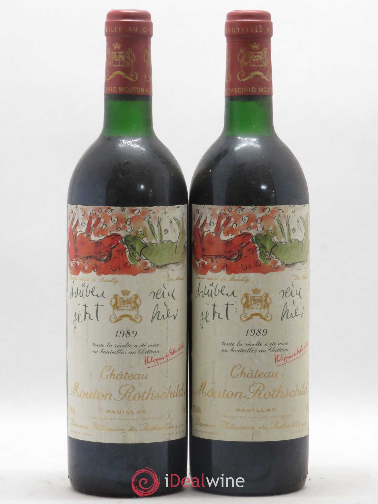 Château Mouton Rothschild 1er Grand Cru Classé 1989 - Lot de 2 bouteilles - 0
