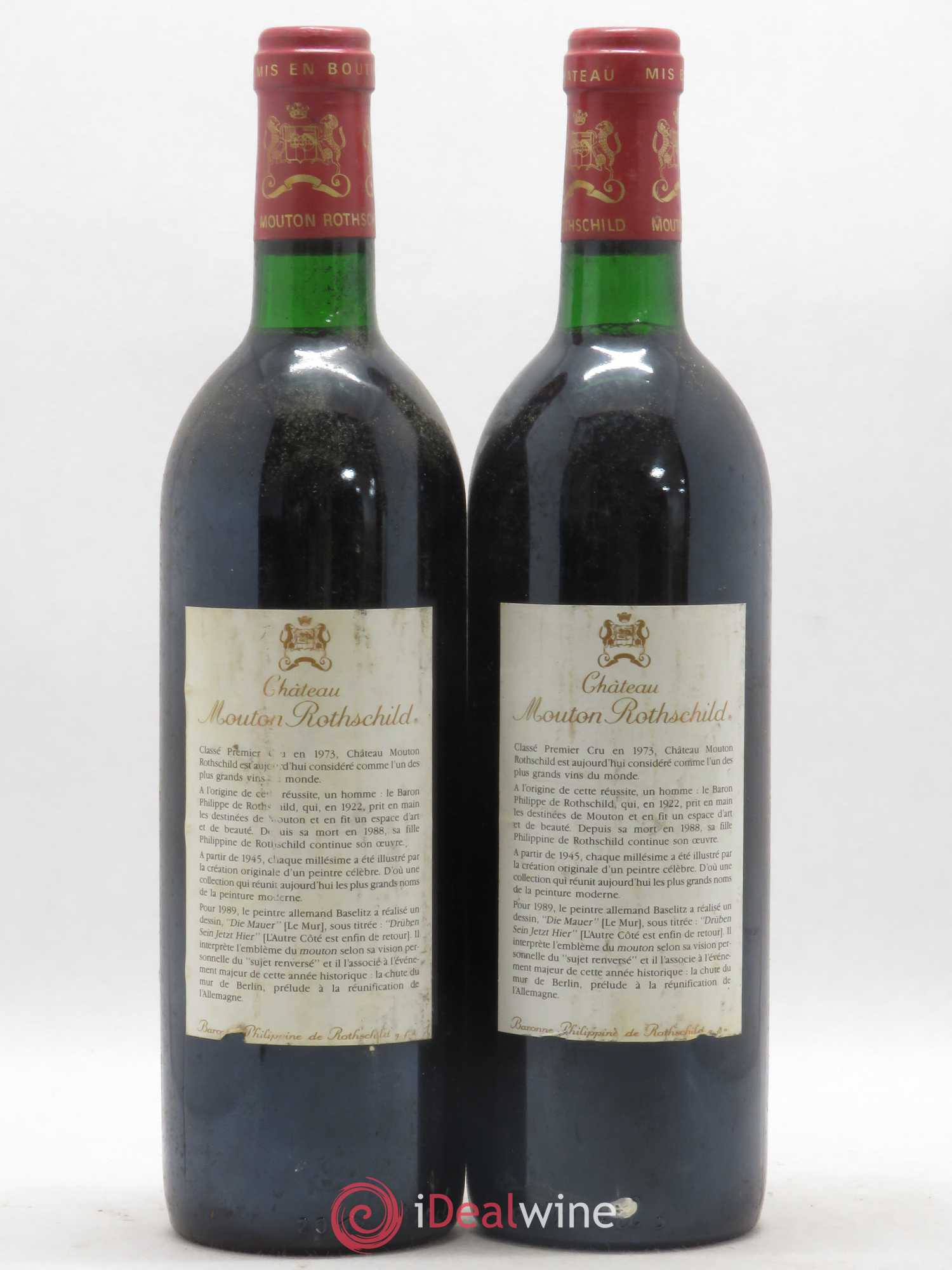 Château Mouton Rothschild 1er Grand Cru Classé 1989 - Lot de 2 bouteilles - 1