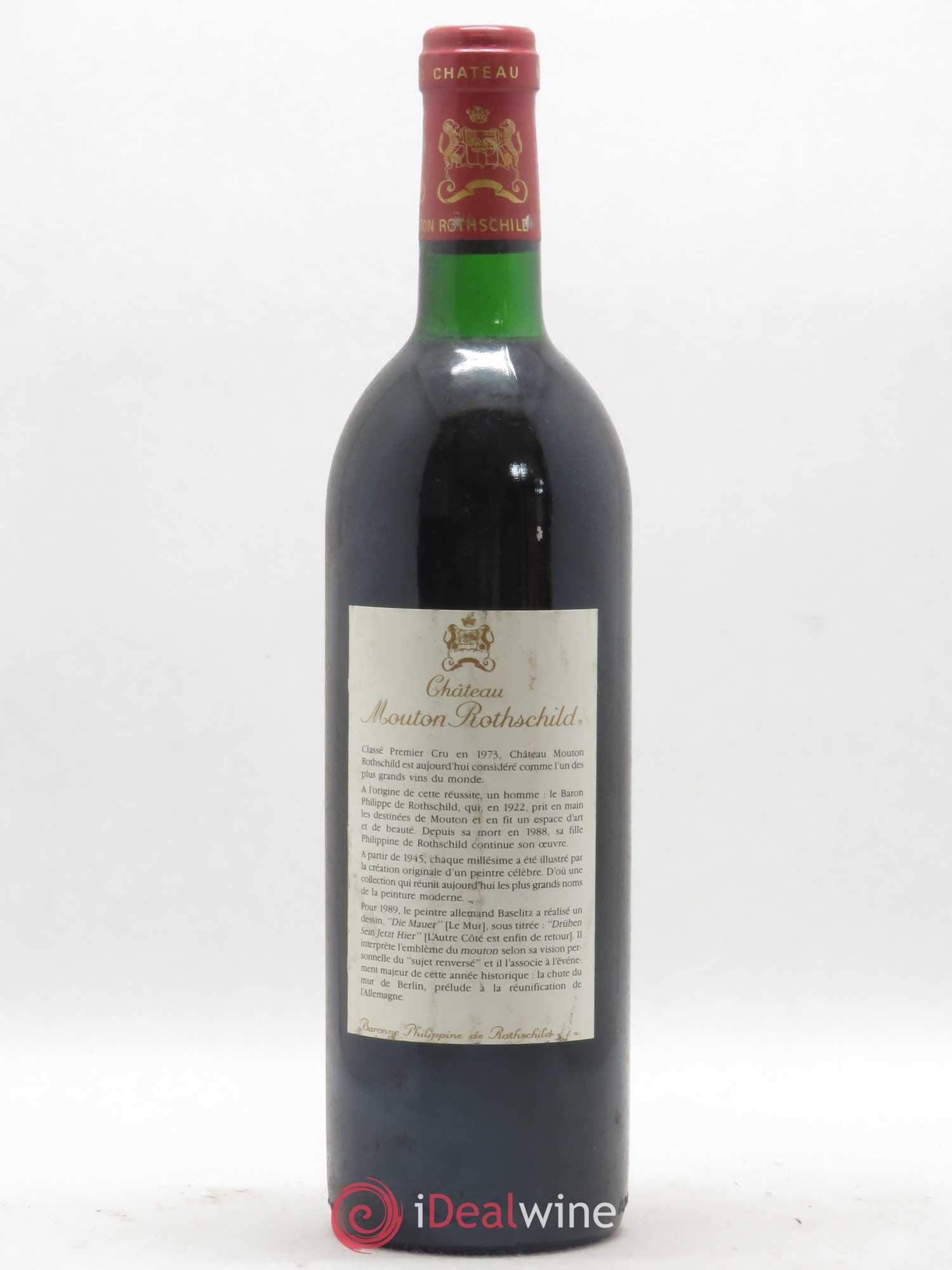 Château Mouton Rothschild 1er Grand Cru Classé 1989 - Lot de 1 bouteille - 1