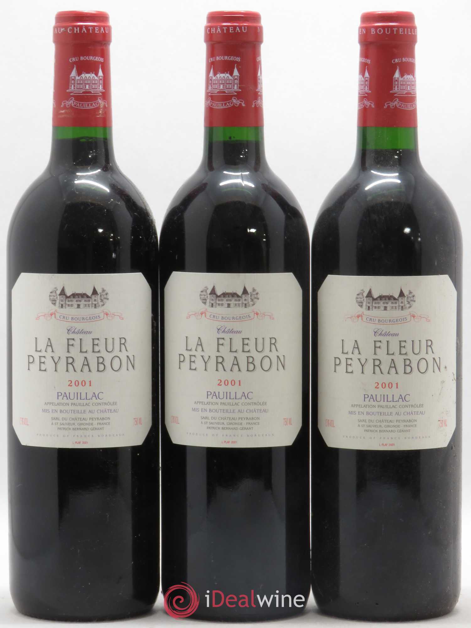 Château La Fleur Peyrabon Cru Bourgeois 2001 - Lot de 3 bouteilles - 0