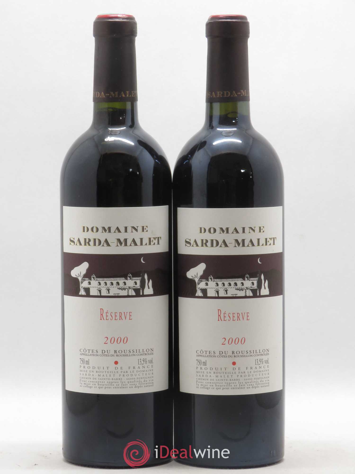 Côtes du Roussillon Domaine Sarda-Malet Réserve Jérôme Malet 2000 - Lot de 2 bouteilles - 0