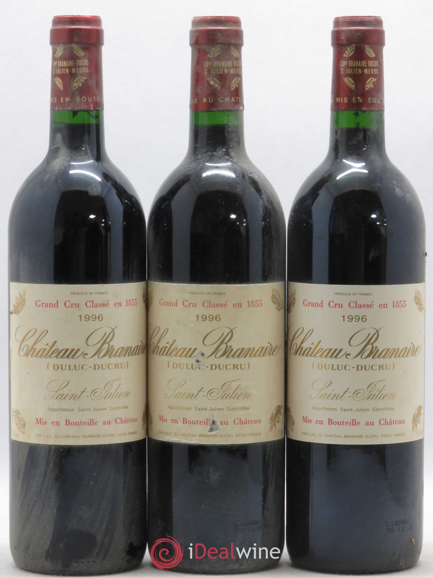 Château Branaire Ducru 4ème Grand Cru Classé 1996 - Lot de 3 bouteilles - 0