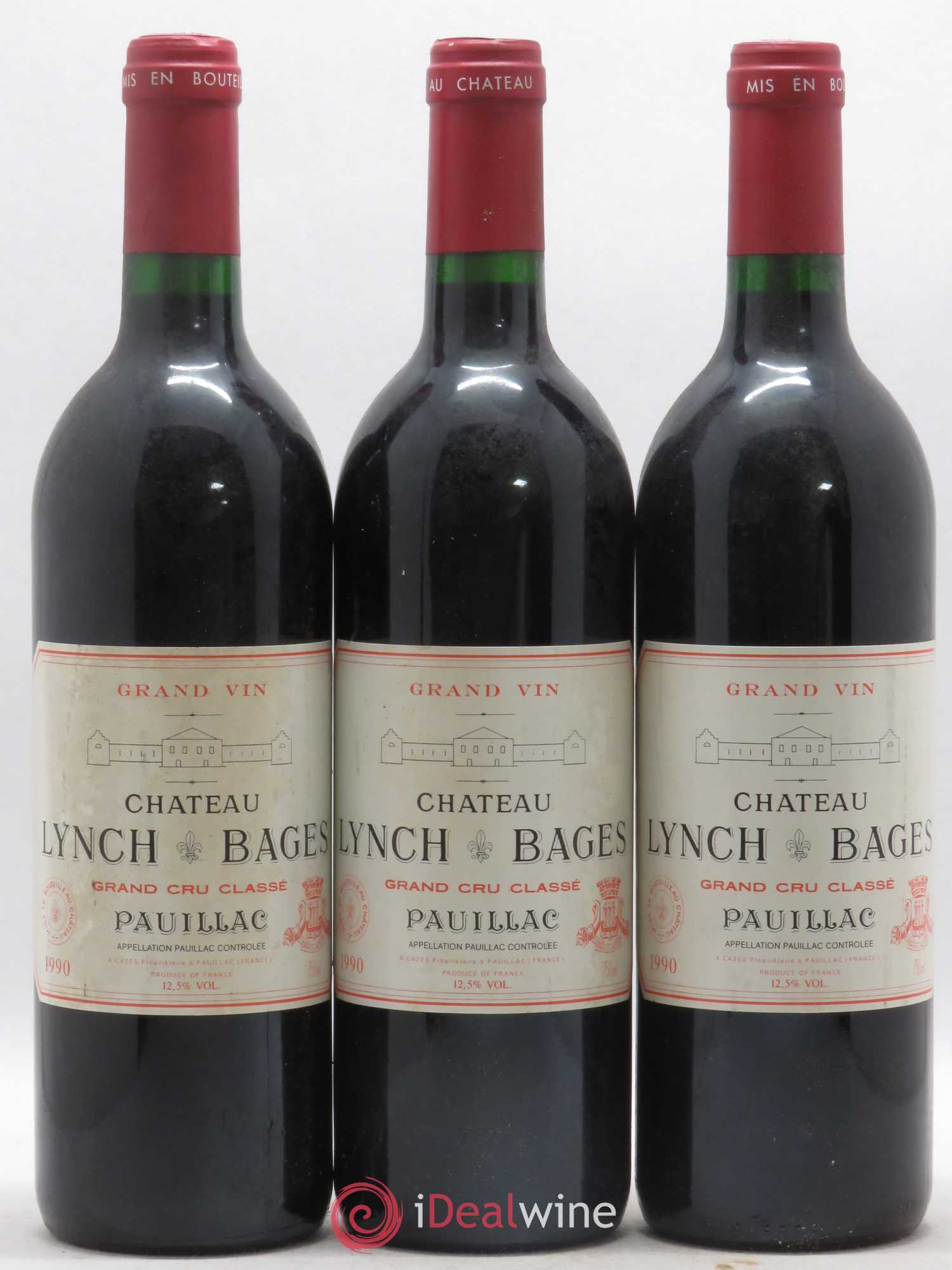Château Lynch Bages 5ème Grand Cru Classé 1990 - Lot de 3 bouteilles - 0