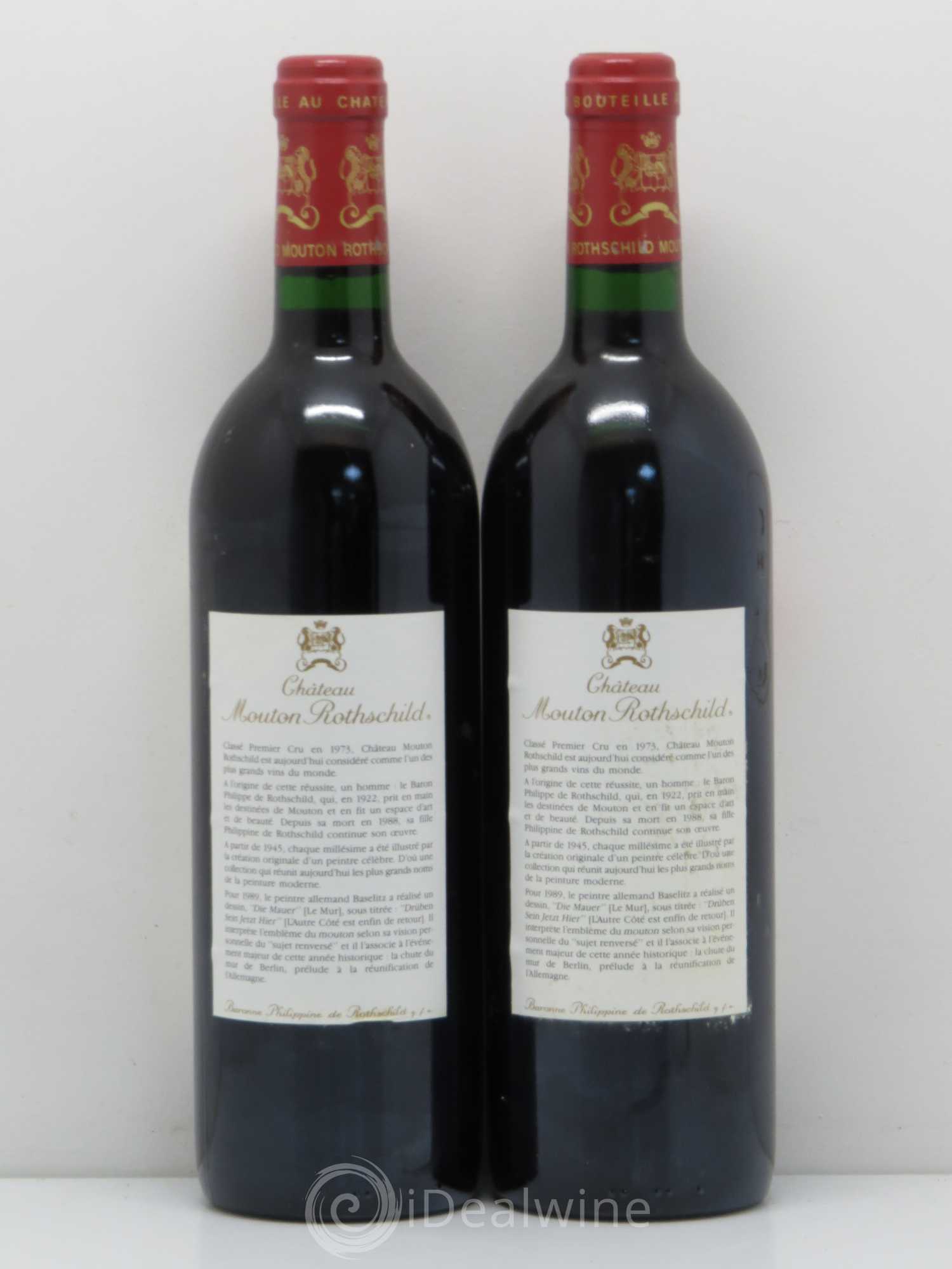 Château Mouton Rothschild 1er Grand Cru Classé 1989 - Lot de 2 bouteilles - 1