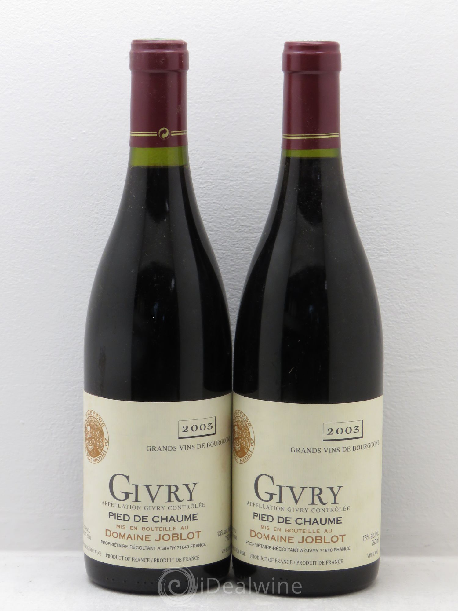Givry Pied de Chaume Joblot (Domaine) 2003 - Lot de 2 bouteilles - 0