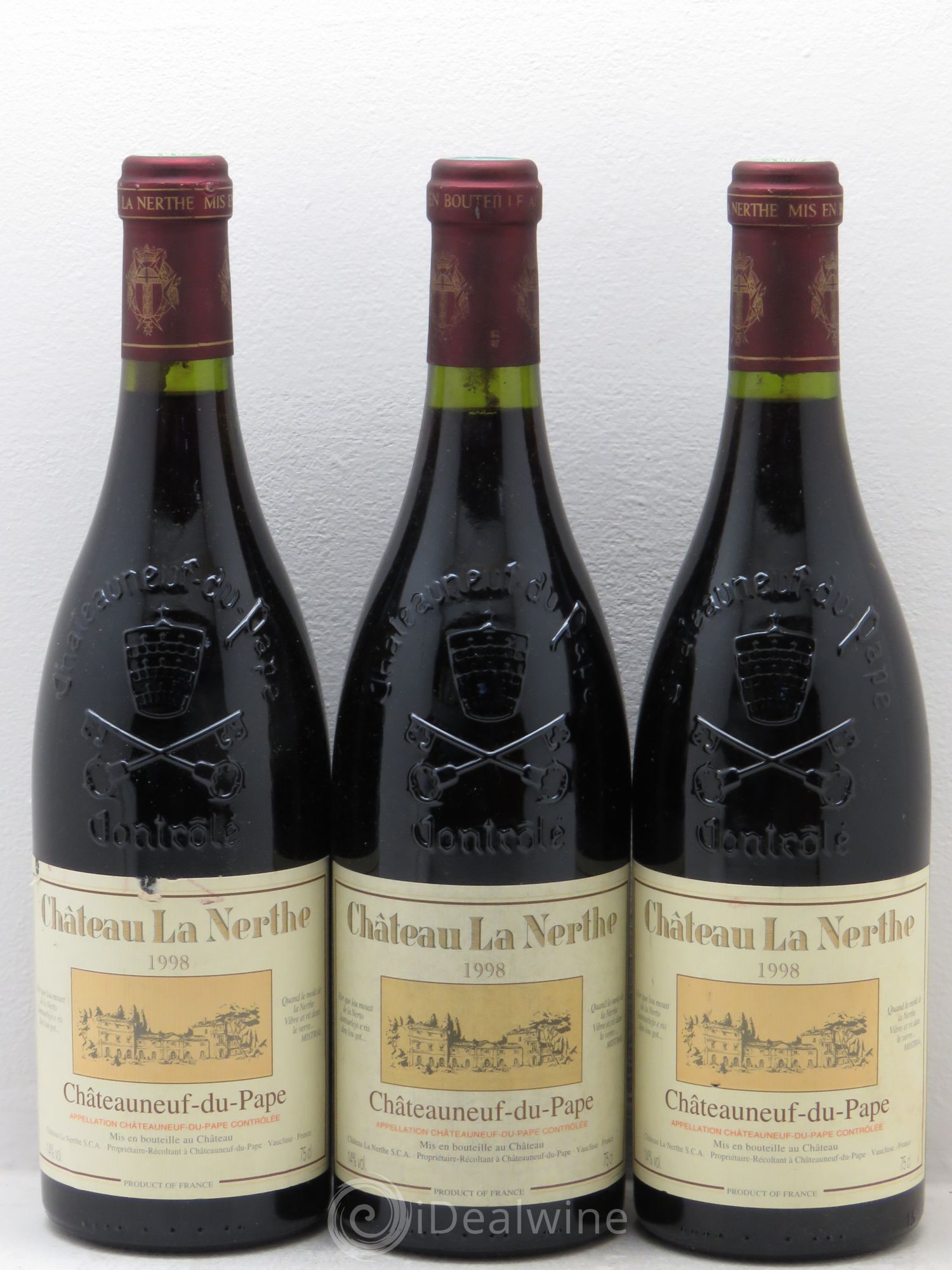 Châteauneuf-du-Pape Château la Nerthe Famille Richard 1998 - Lot de 3 bouteilles - 0