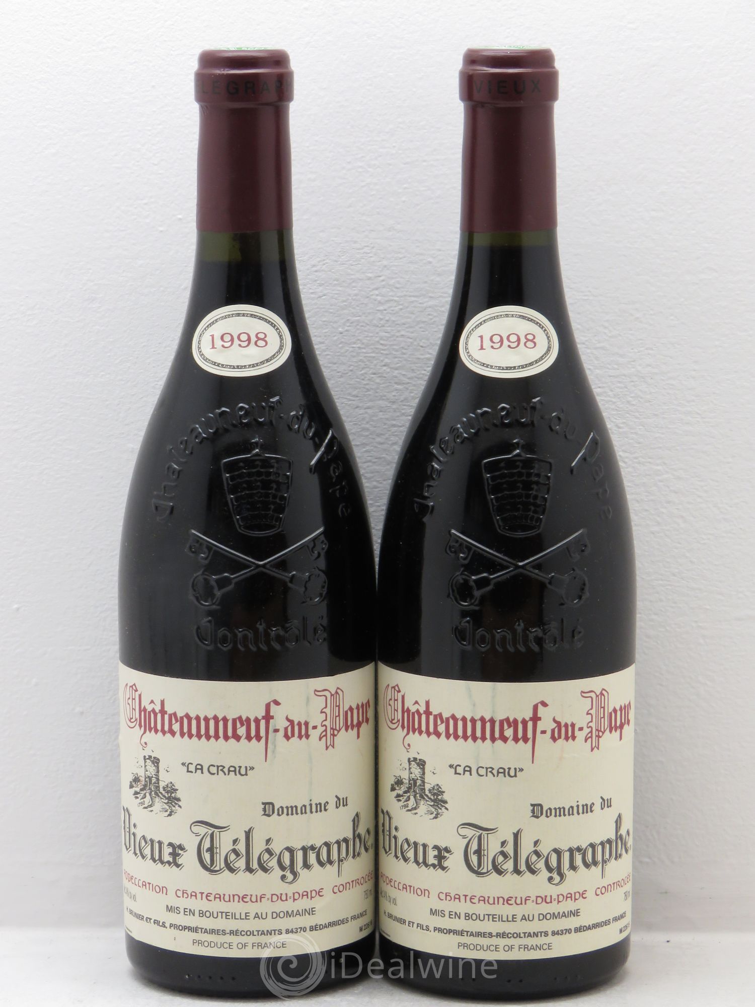 Châteauneuf-du-Pape Vieux Télégraphe (Domaine du) Vignobles Brunier 1998 - Lot de 2 bouteilles - 0