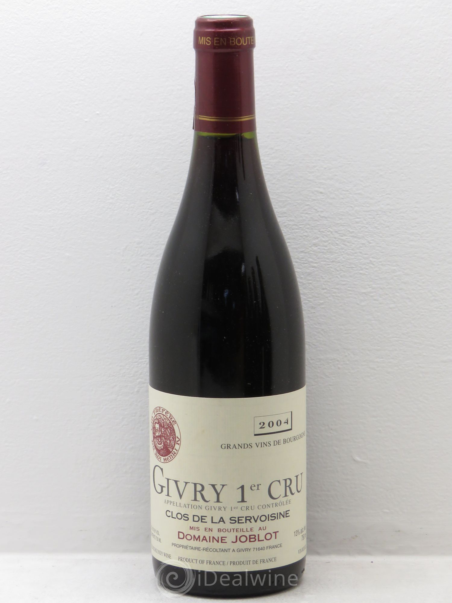 Givry 1er Cru Servoisine Joblot (Domaine) 2004 - Lot de 6 bouteilles - 0