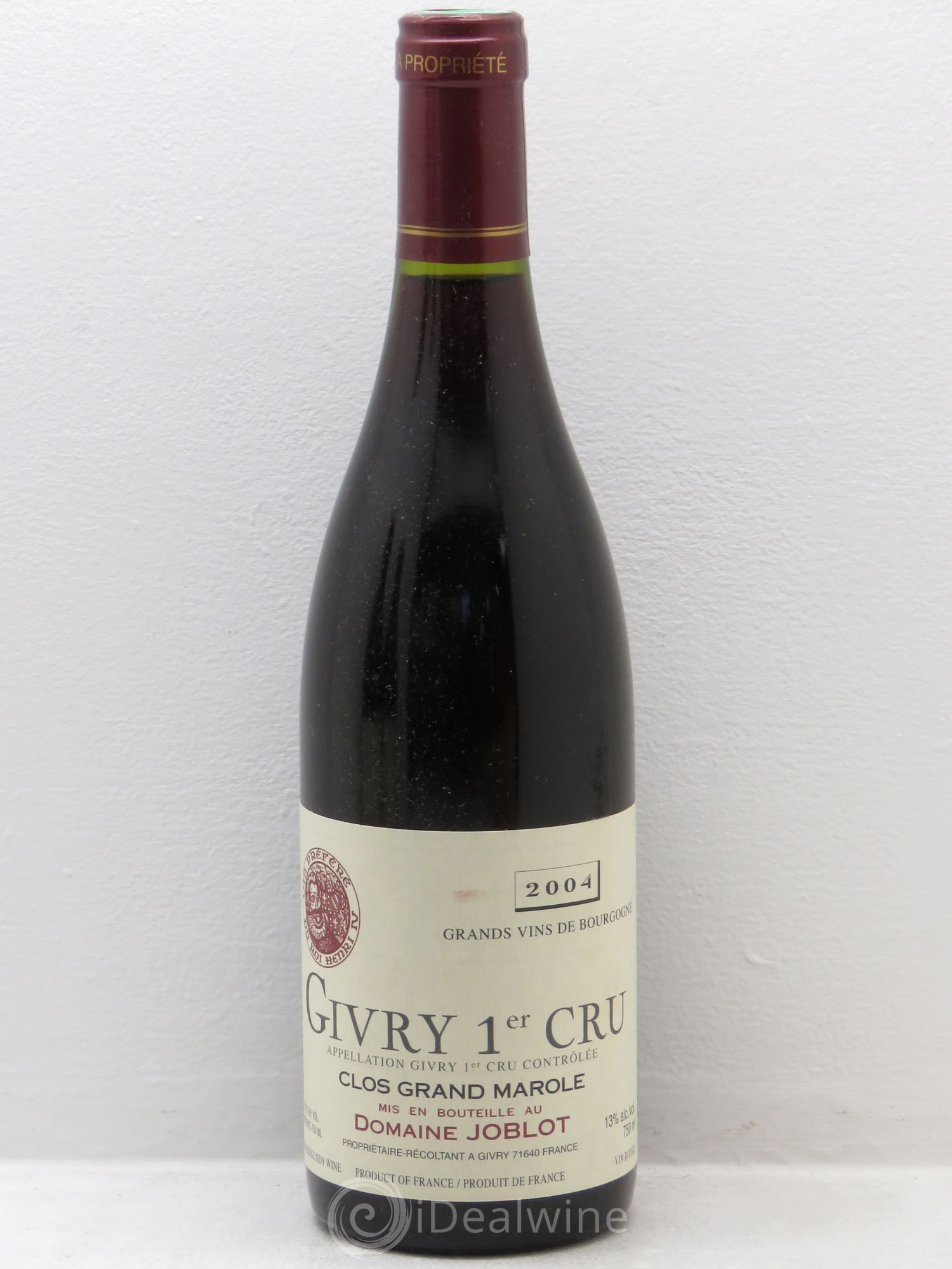 Givry 1er Cru Clos Marole Joblot (Domaine) 2004 - Lot de 12 bouteilles - 0