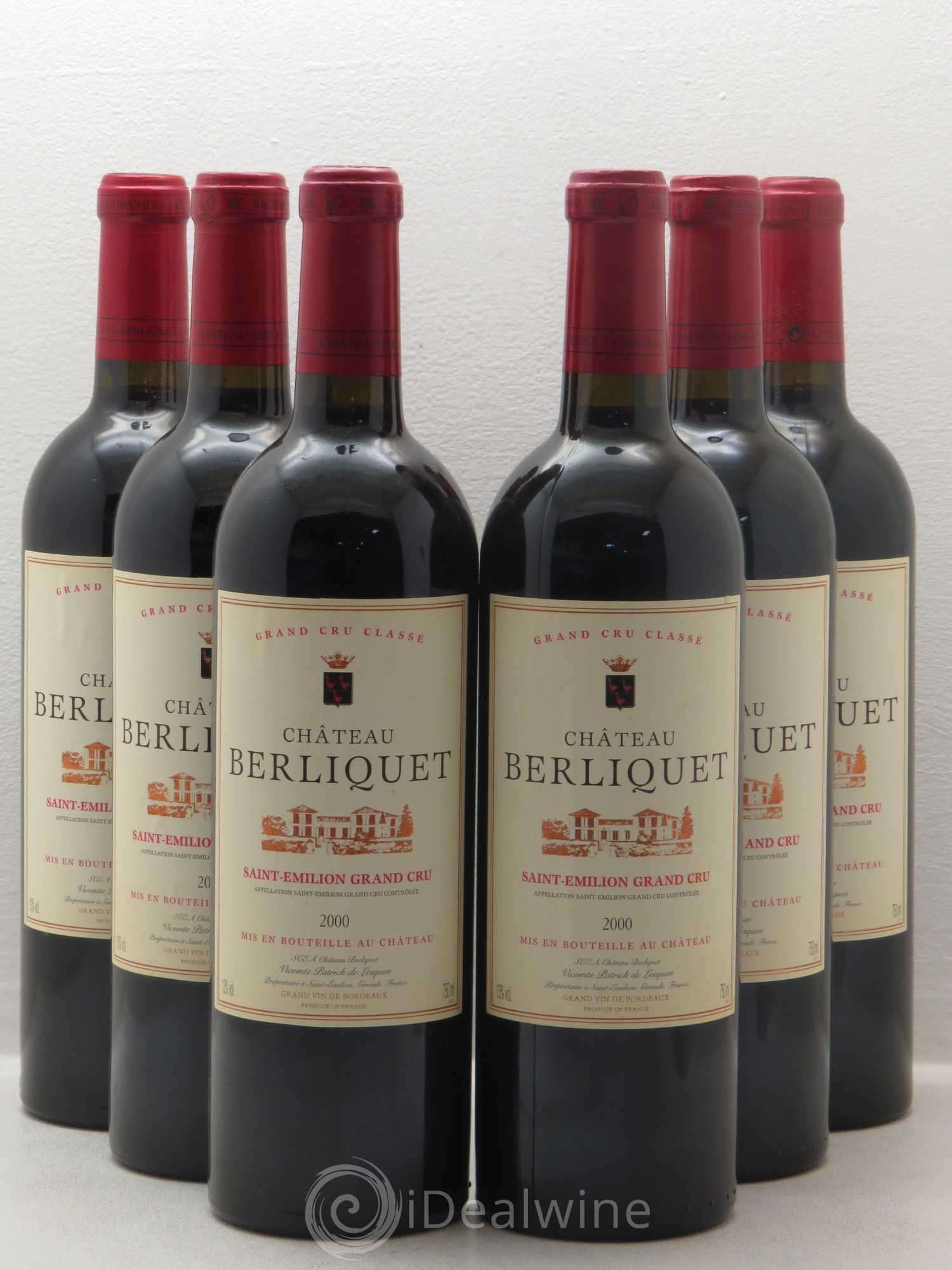Château Berliquet Grand Cru Classé 2000 - Lot de 6 bouteilles - 0