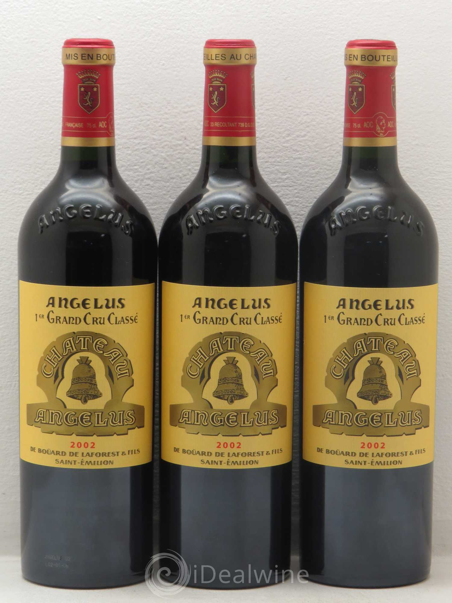 Château Angélus 1er Grand Cru Classé A 2002 - Lot de 3 bouteilles - 0