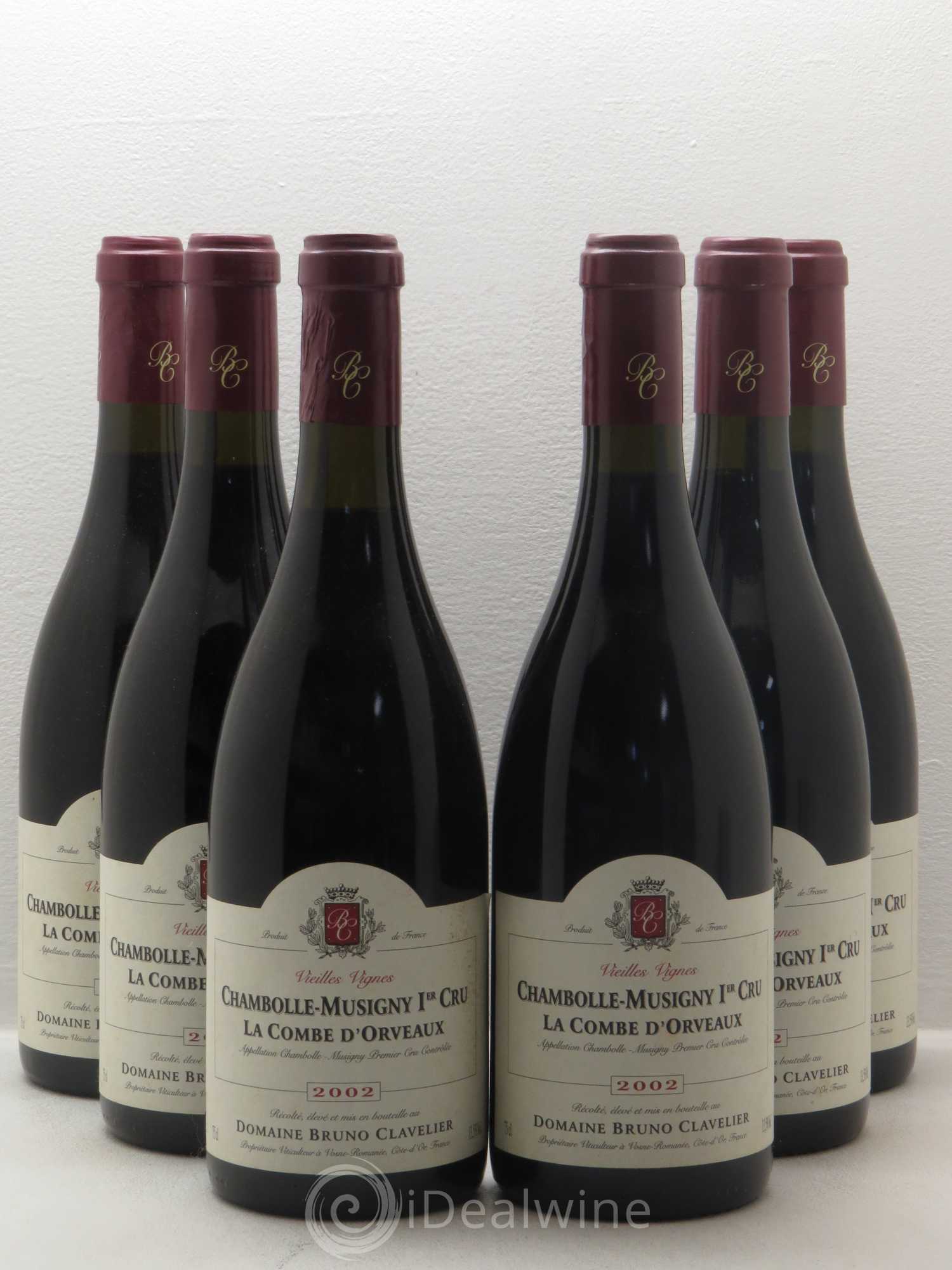 Chambolle-Musigny 1er Cru La Combe d'Orveaux Vieilles Vignes Bruno Clavelier 2002 - Lot de 6 bouteilles - 0