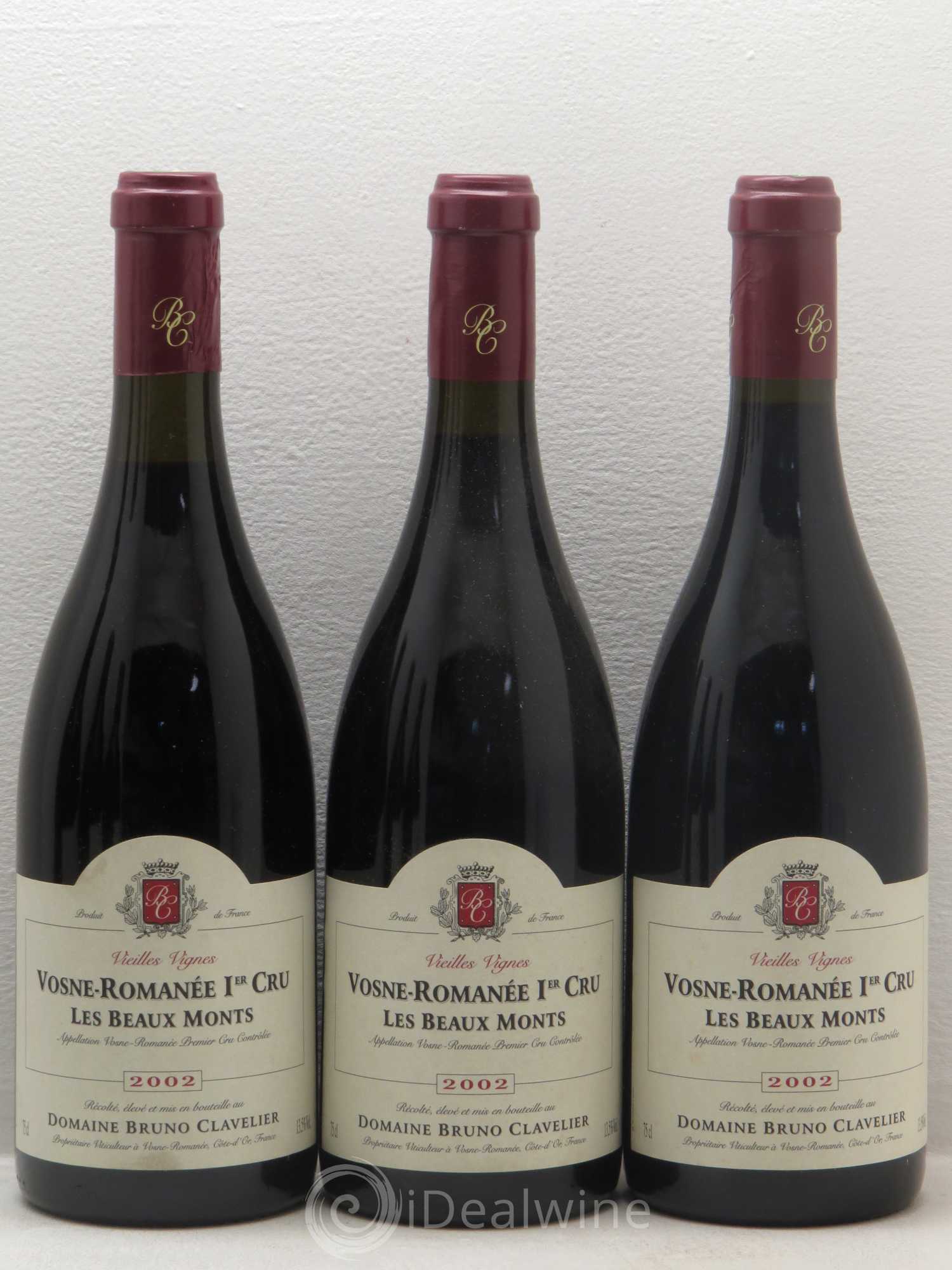 Vosne-Romanée 1er Cru Les Beaux Monts Vieilles vignes  Bruno Clavelier 2002 - Lot de 6 bouteilles - 1