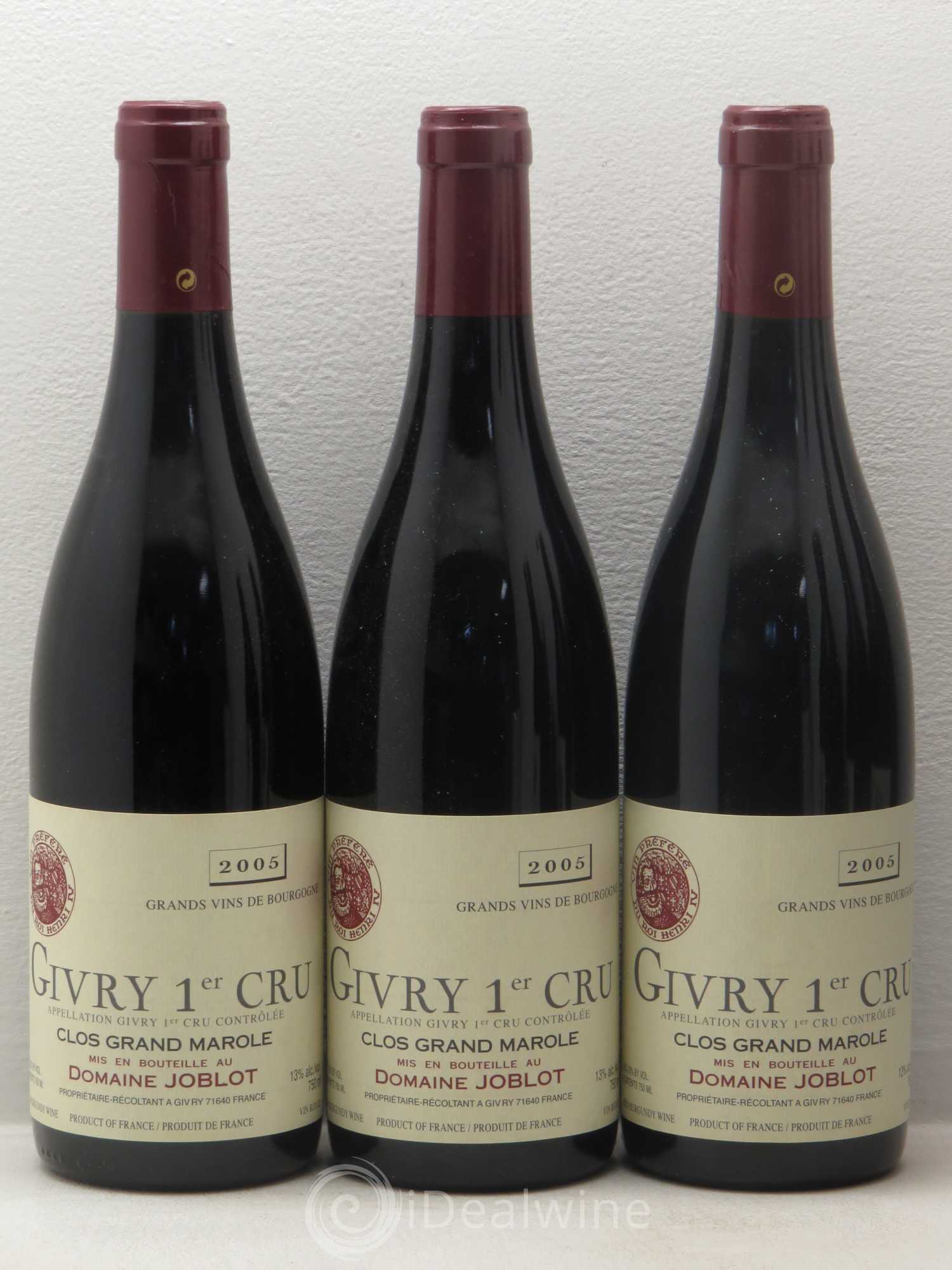 Givry 1er Cru Clos Grand Marole - Domaine Joblot 2005 - Posten von 6 Flaschen - 1