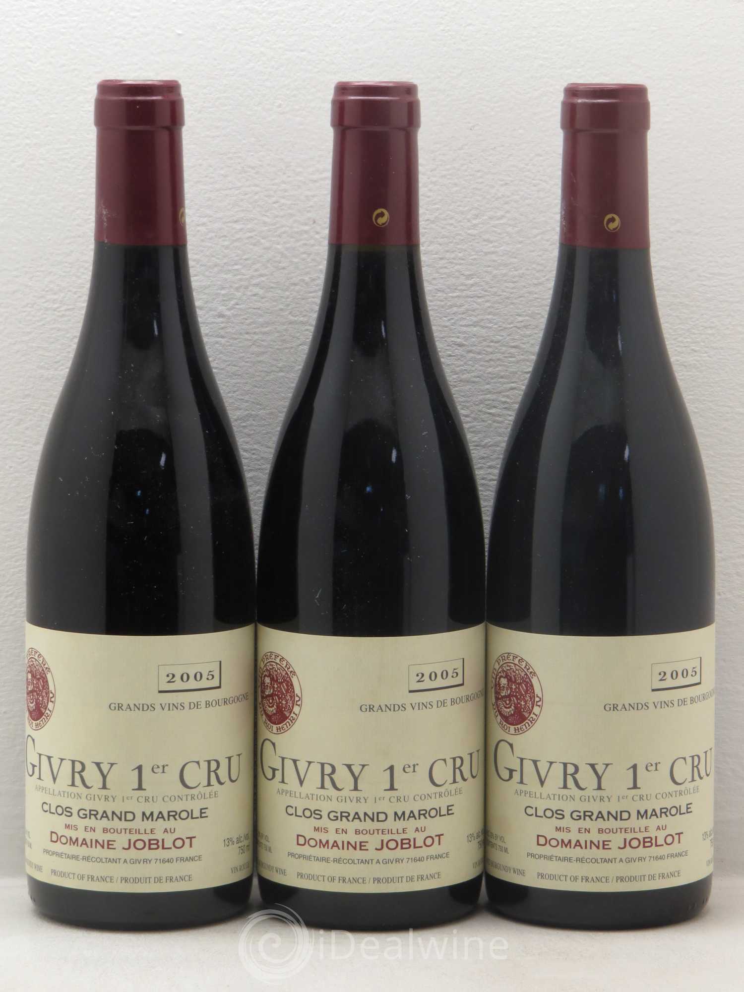 Givry 1er Cru Clos Grand Marole - Domaine Joblot 2005 - Posten von 6 Flaschen - 2