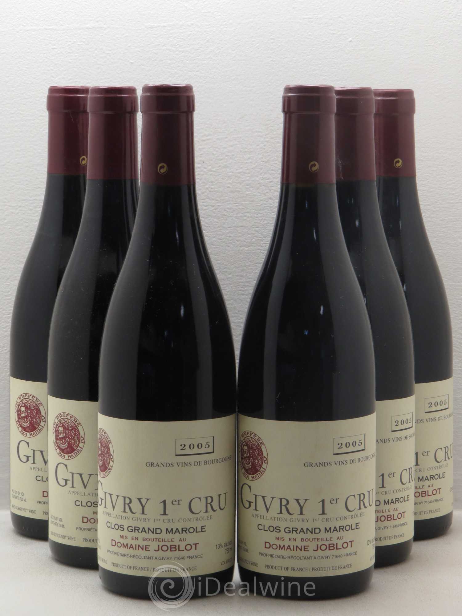 Givry 1er Cru Clos Grand Marole - Domaine Joblot 2005 - Posten von 6 Flaschen - 0