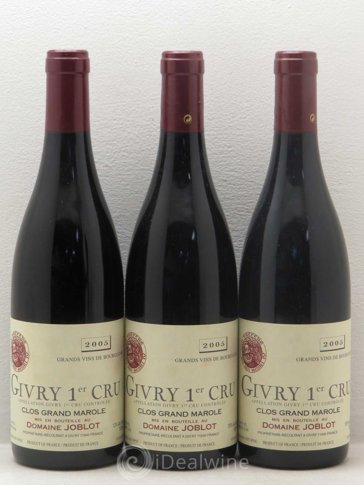 Givry 1er Cru Clos Grand Marole - Domaine Joblot 2005 - Posten von 6 Flaschen - 2