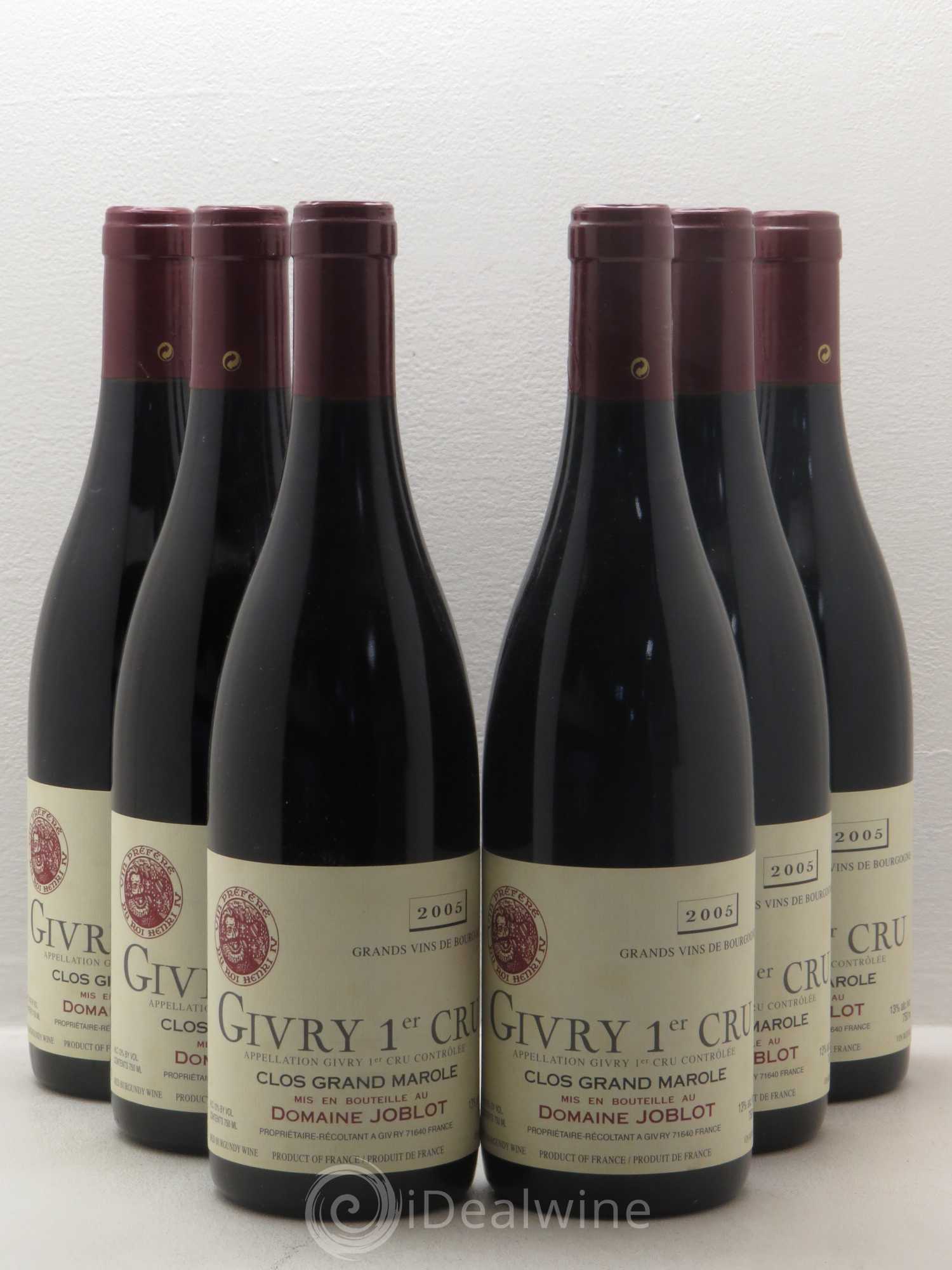 Givry 1er Cru Clos Grand Marole - Domaine Joblot 2005 - Posten von 6 Flaschen - 0