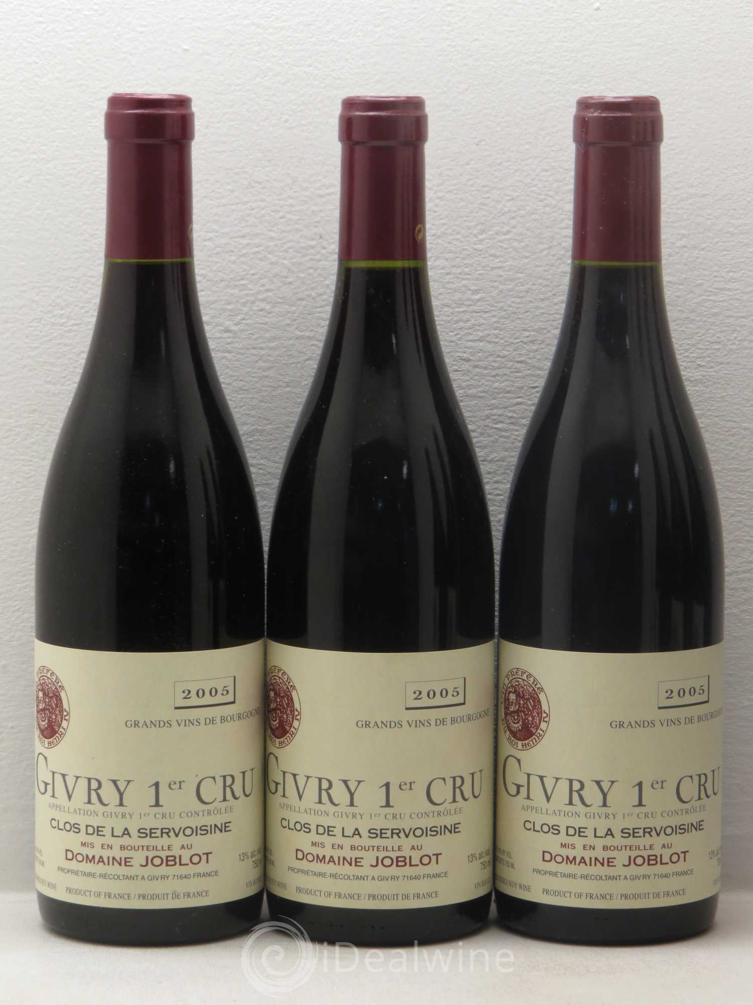 Givry 1er Cru Servoisine Joblot (Domaine) 2005 - Lot de 6 bouteilles - 1