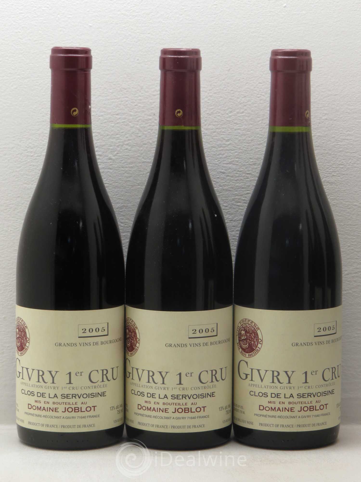 Givry 1er Cru Servoisine Joblot (Domaine) 2005 - Lot de 6 bouteilles - 1