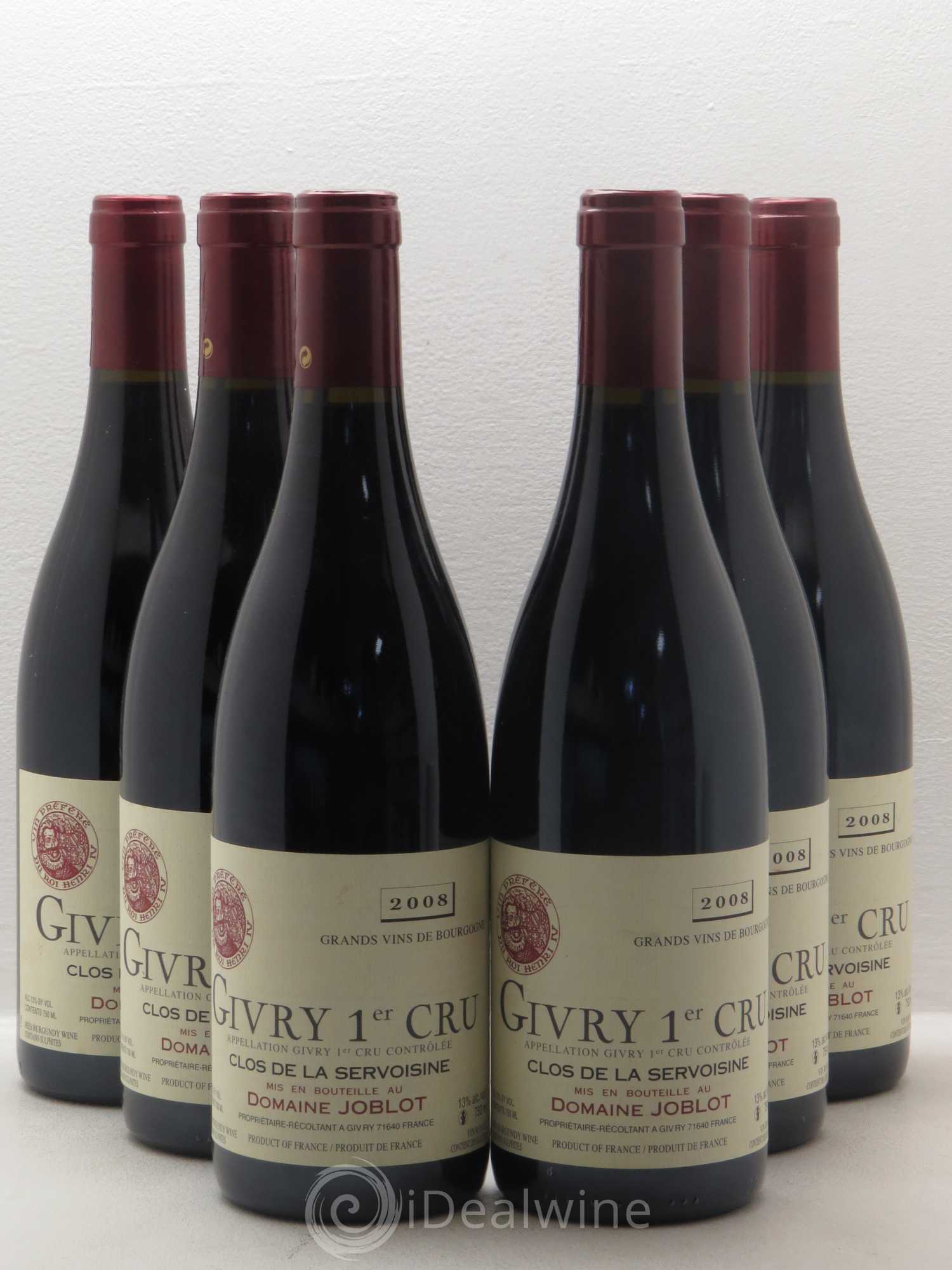 Givry 1er Cru Servoisine Joblot (Domaine) 2008 - Lot de 6 bouteilles - 0