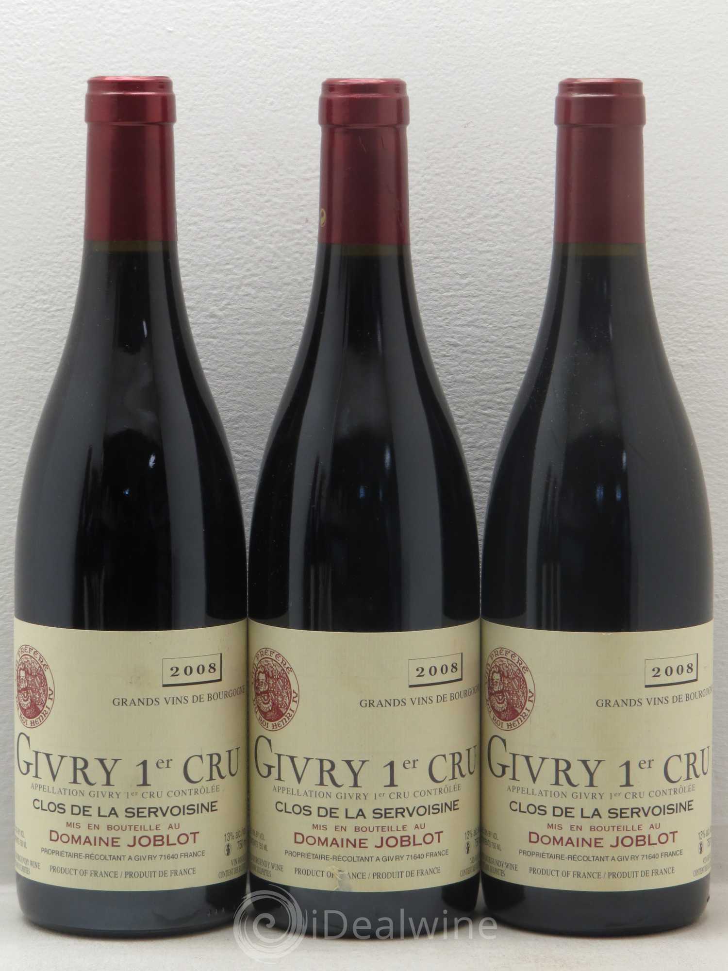 Givry 1er Cru Servoisine Joblot (Domaine) 2008 - Lot de 6 bouteilles - 1