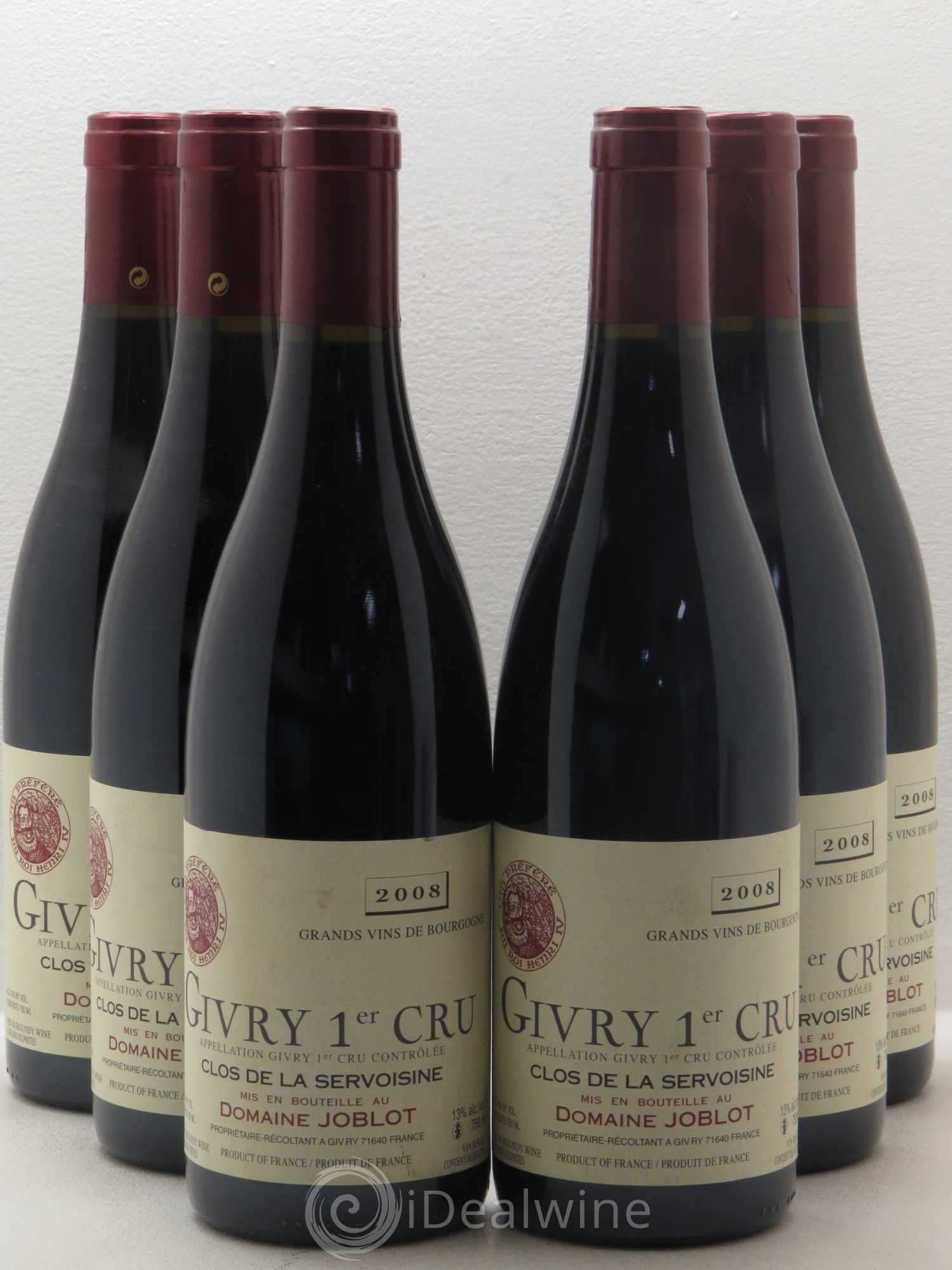 Givry 1er Cru Servoisine Joblot (Domaine) 2008 - Lot de 6 bouteilles - 0