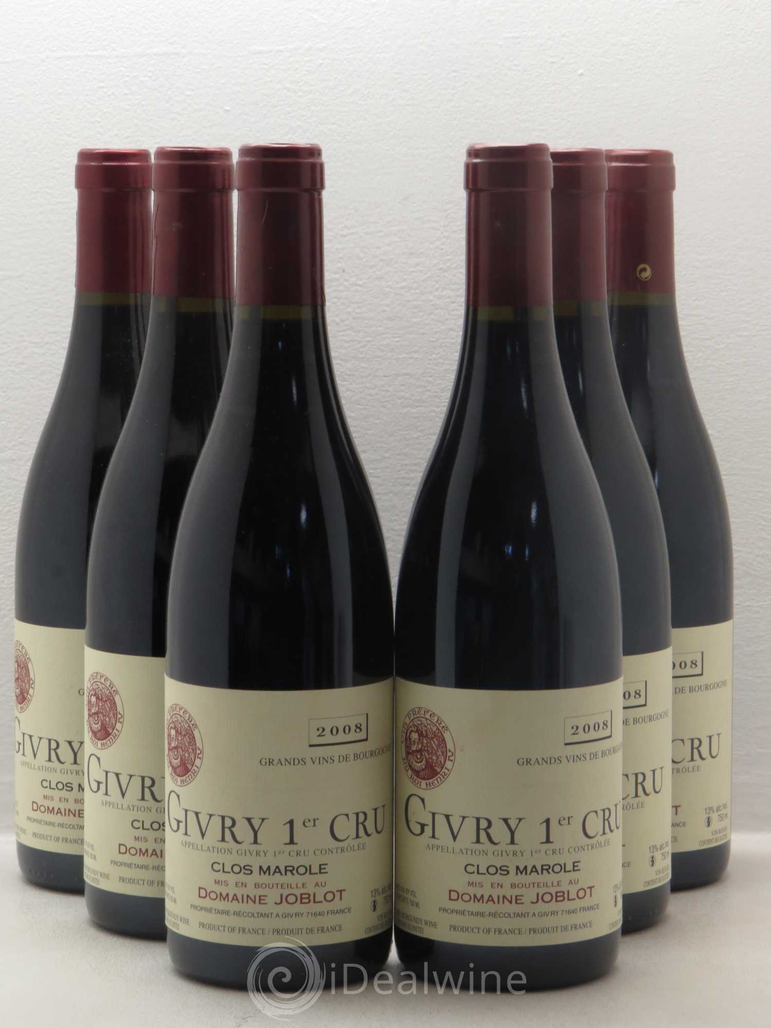 Givry 1er Cru Clos Marole Joblot (Domaine) 2008 - Lot de 6 bouteilles - 0