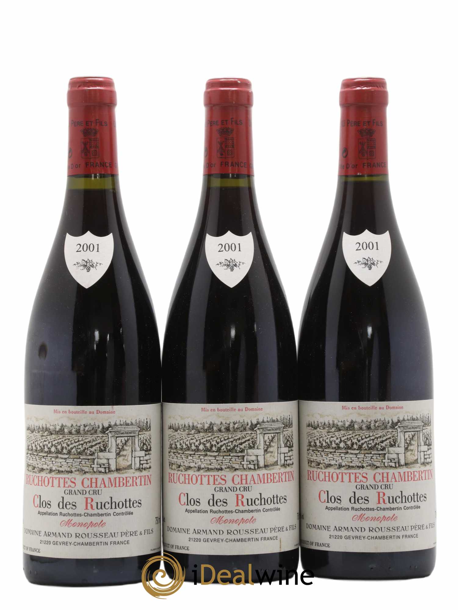 Ruchottes-Chambertin Grand Cru Clos des Ruchottes Armand Rousseau (Domaine) 2001 - Lot of 3 bottles - 0