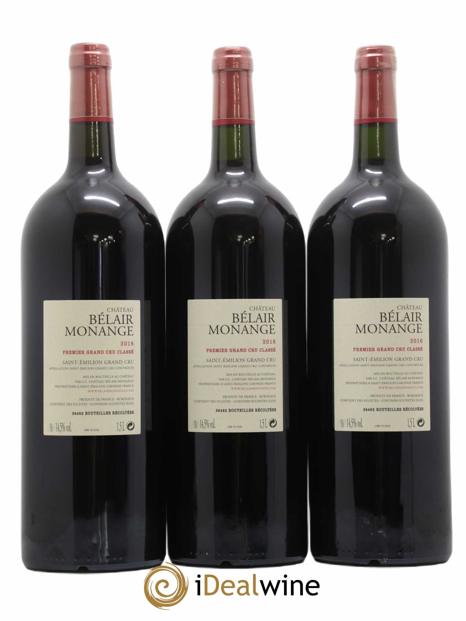 Château Belair (Belair-Monange) 1er Grand Cru Classé B 2016 - Lot de 3 magnums - 1