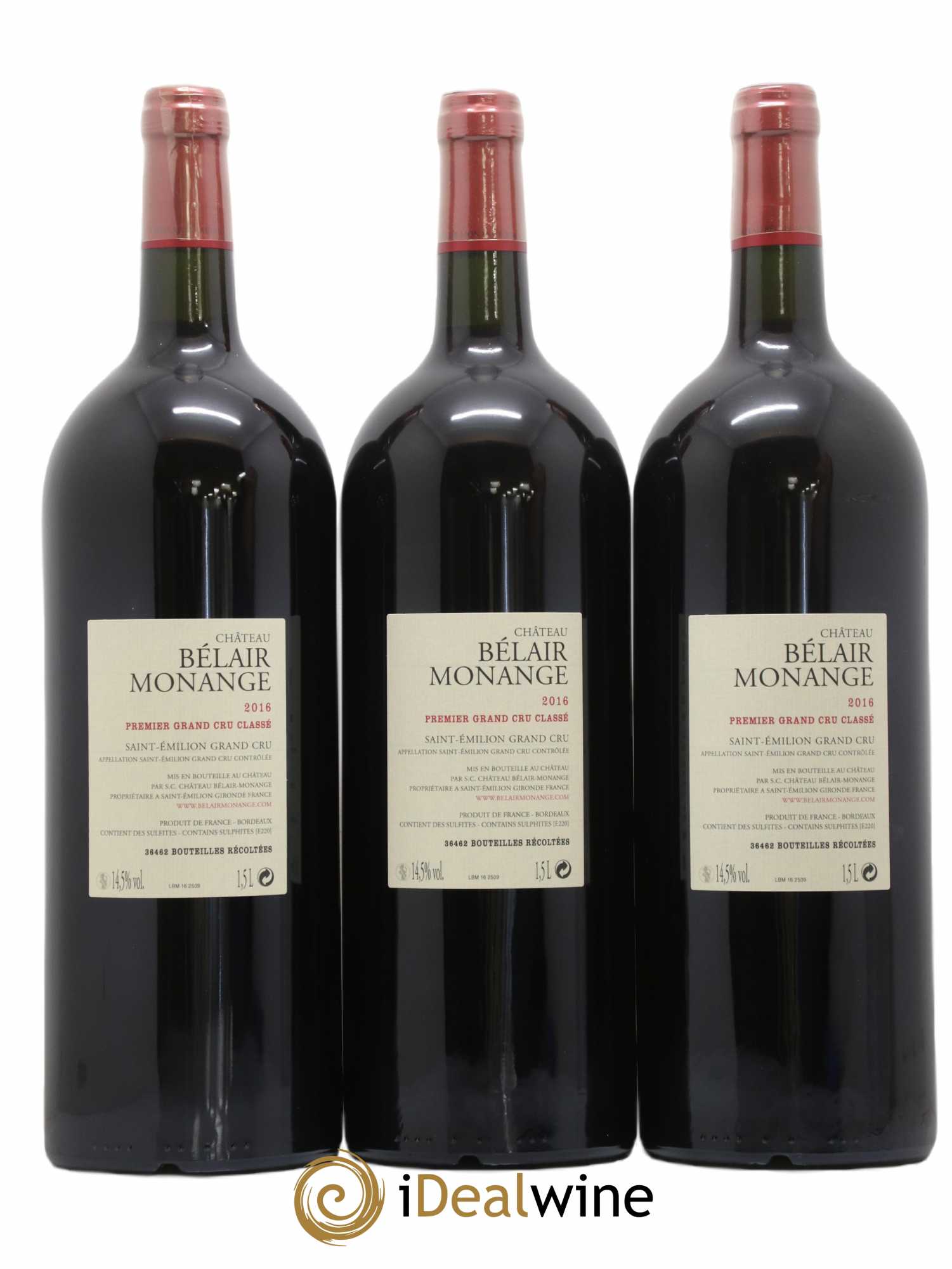 Château Belair (Belair-Monange) 1er Grand Cru Classé B 2016 - Lot de 3 magnums - 1