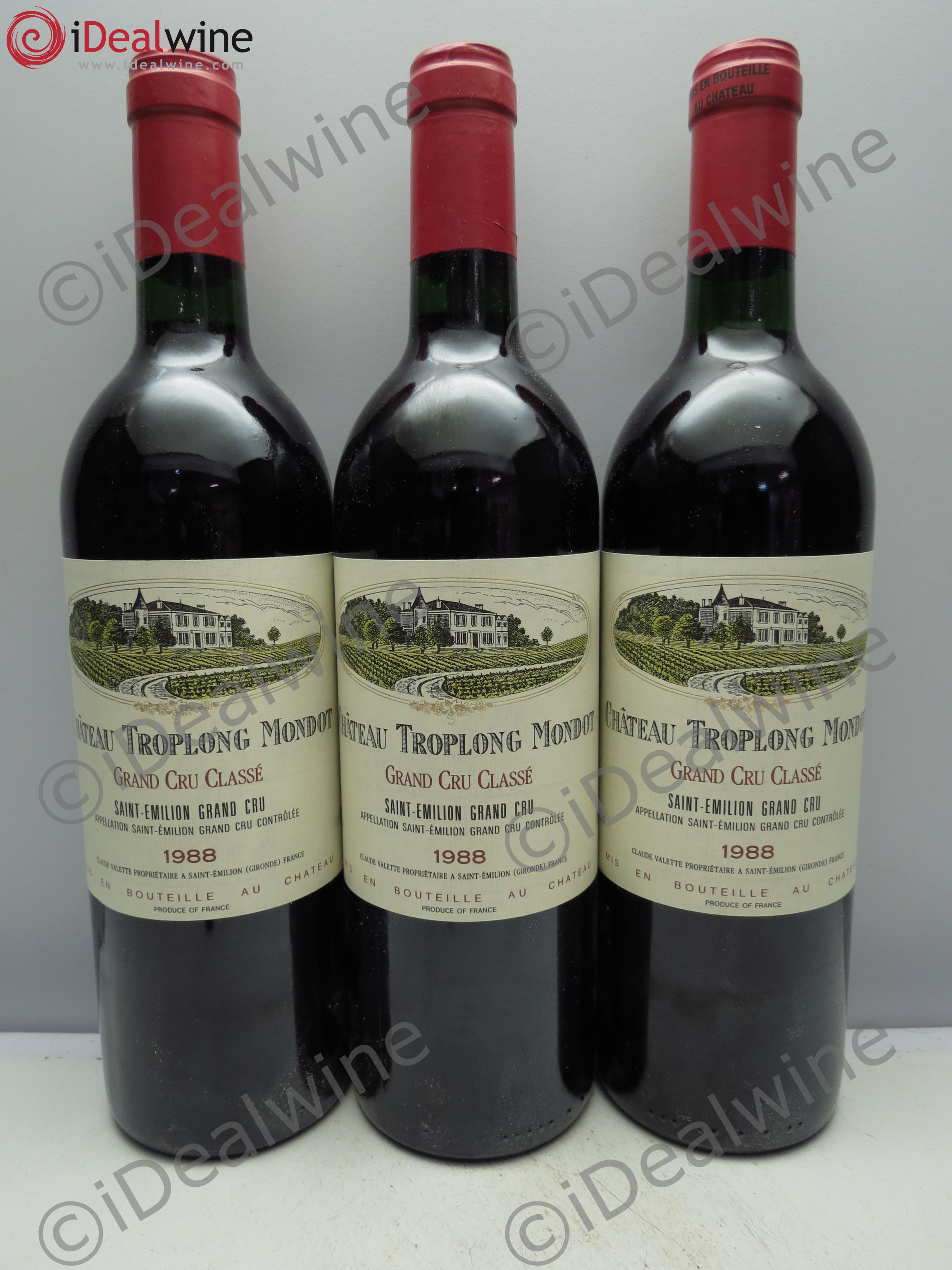 Château Troplong Mondot 1er Grand Cru Classé B 1988 - Lot de 3 bouteilles - 0