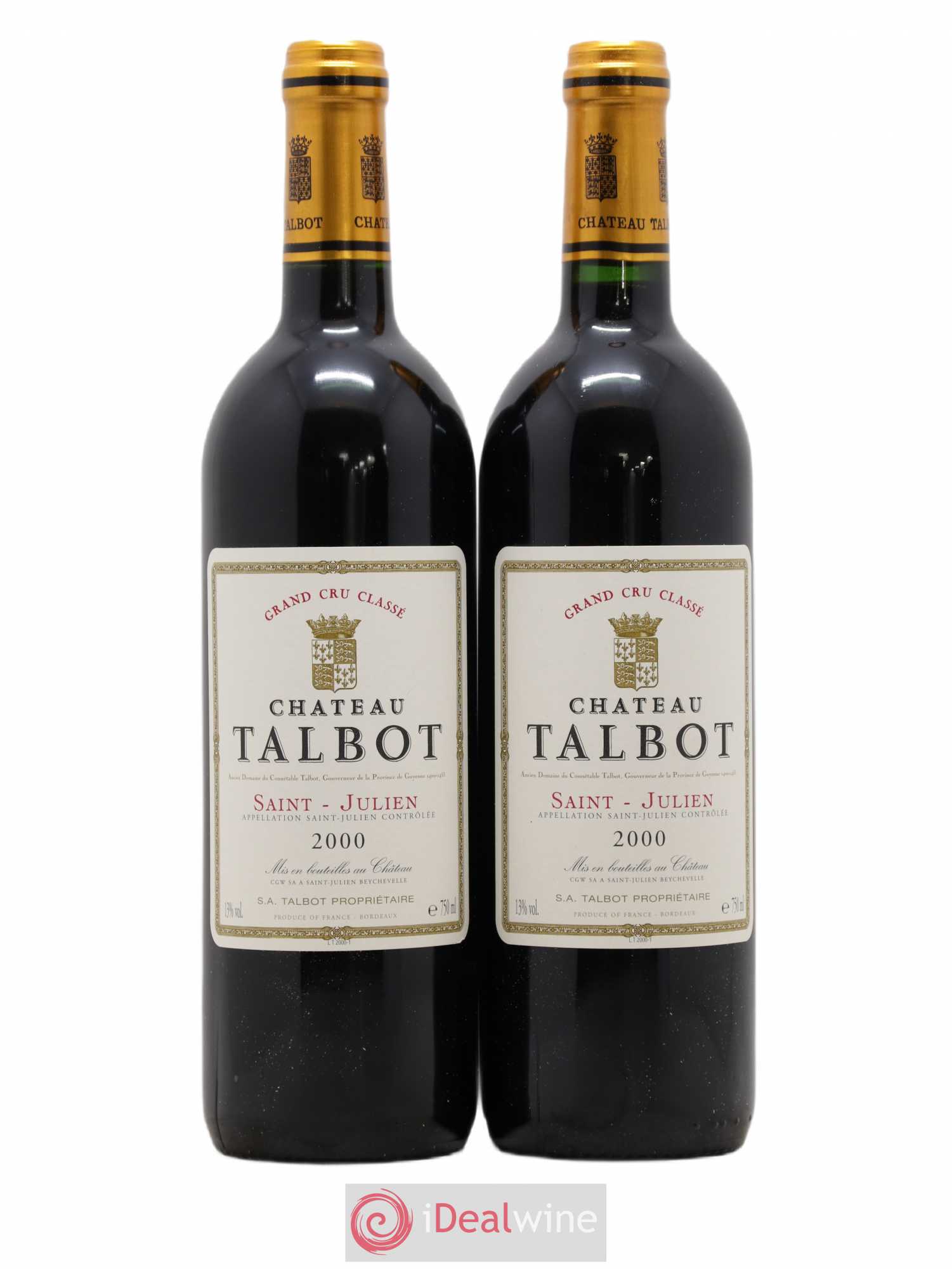 Château Talbot 4ème Grand Cru Classé 2000 - Lot de 2 bouteilles - 0