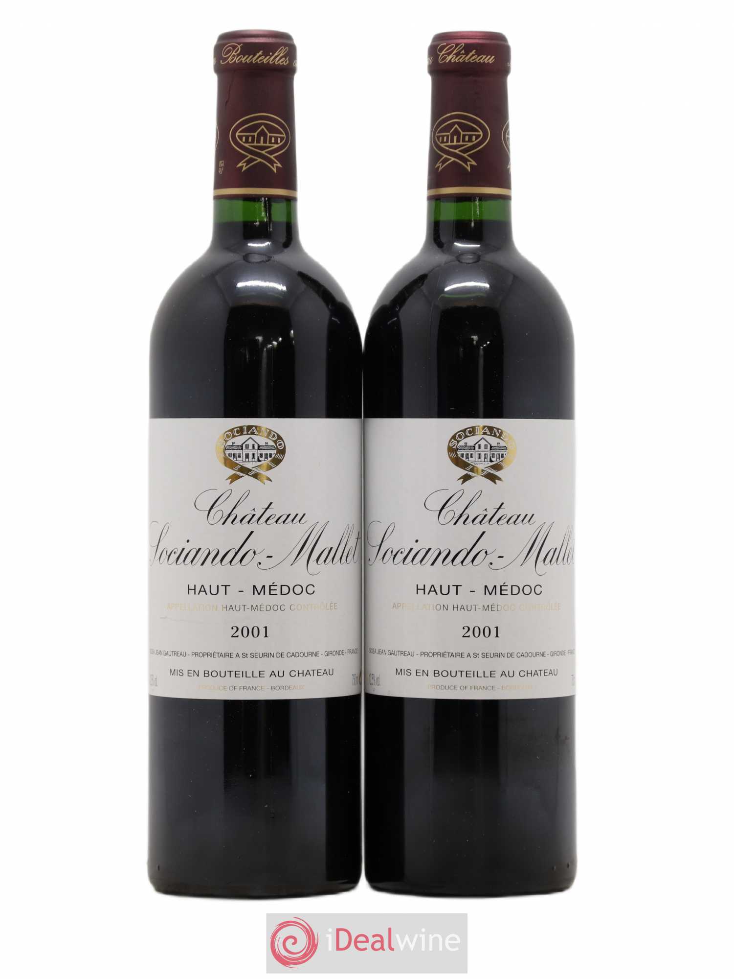 Château Sociando Mallet 2001 - Lot de 2 bouteilles - 0