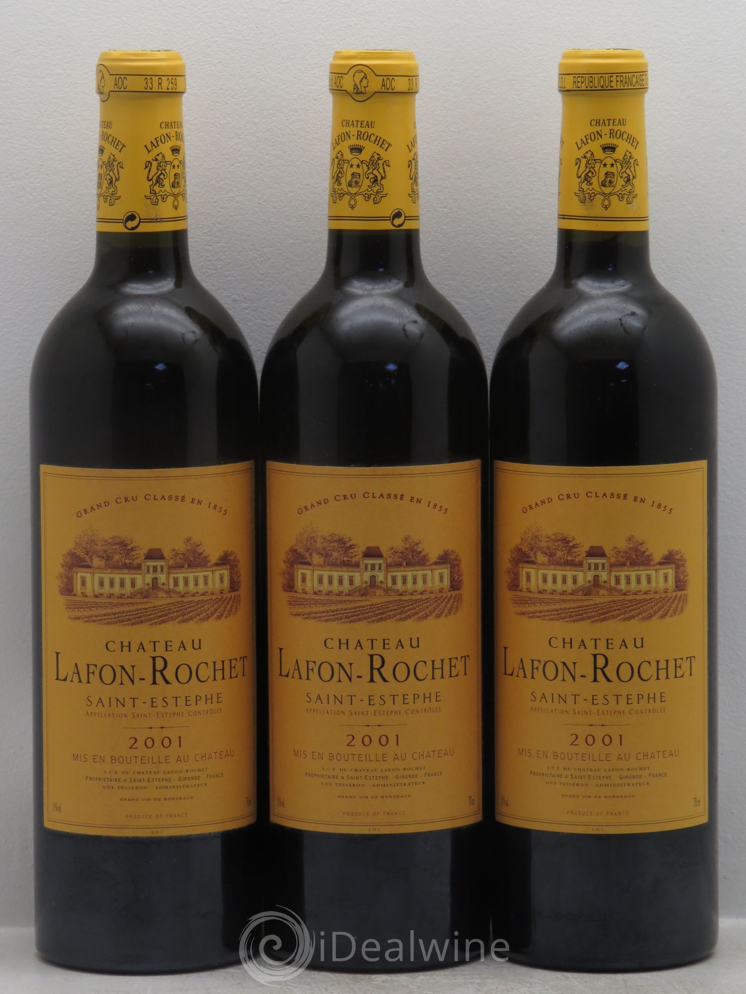 Château Lafon Rochet 4ème Grand Cru Classé 2001 - Lot de 3 bouteilles - 0