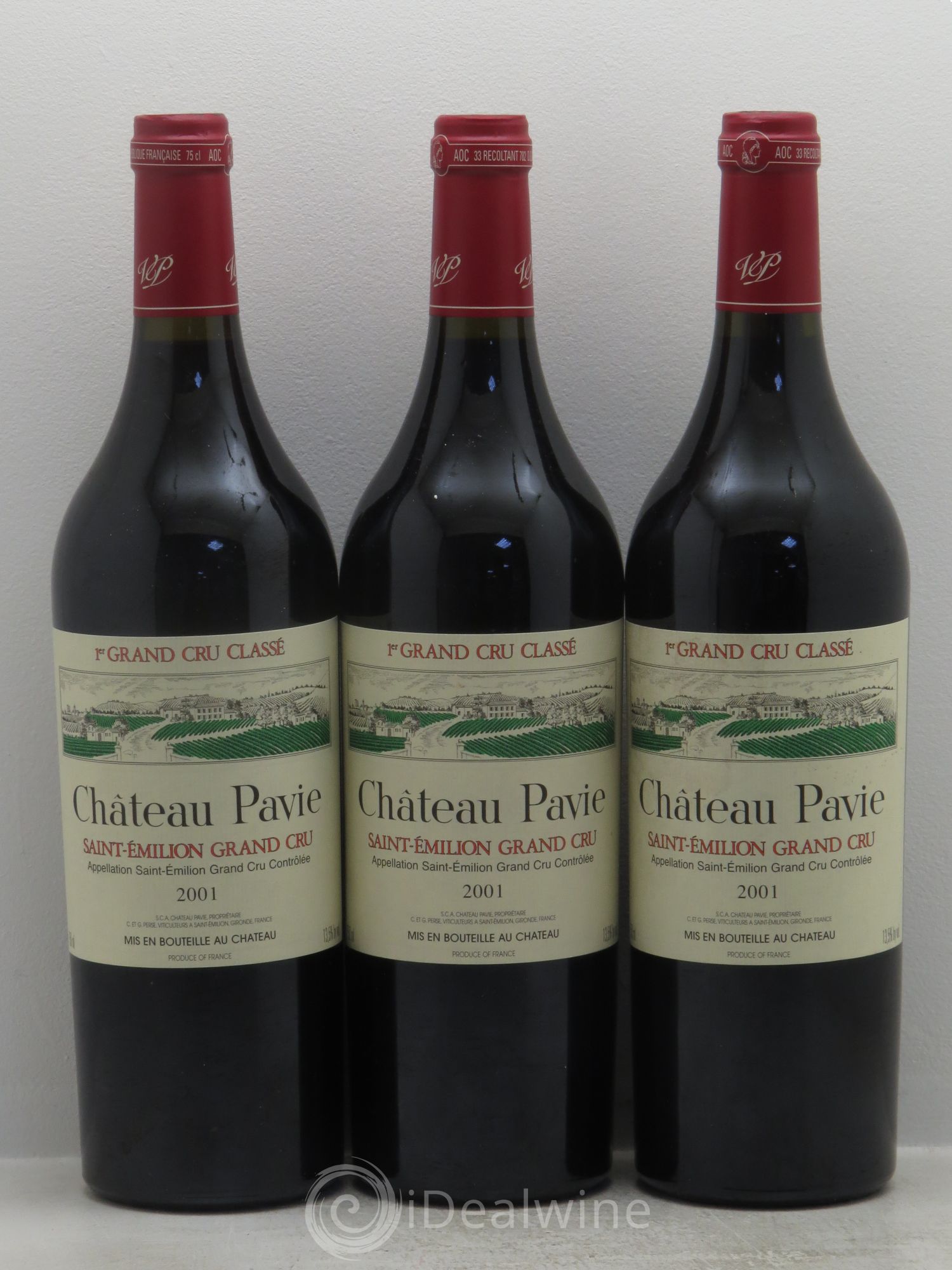 Château Pavie 1er Grand Cru Classé A 2001 - Lot de 3 bouteilles - 0