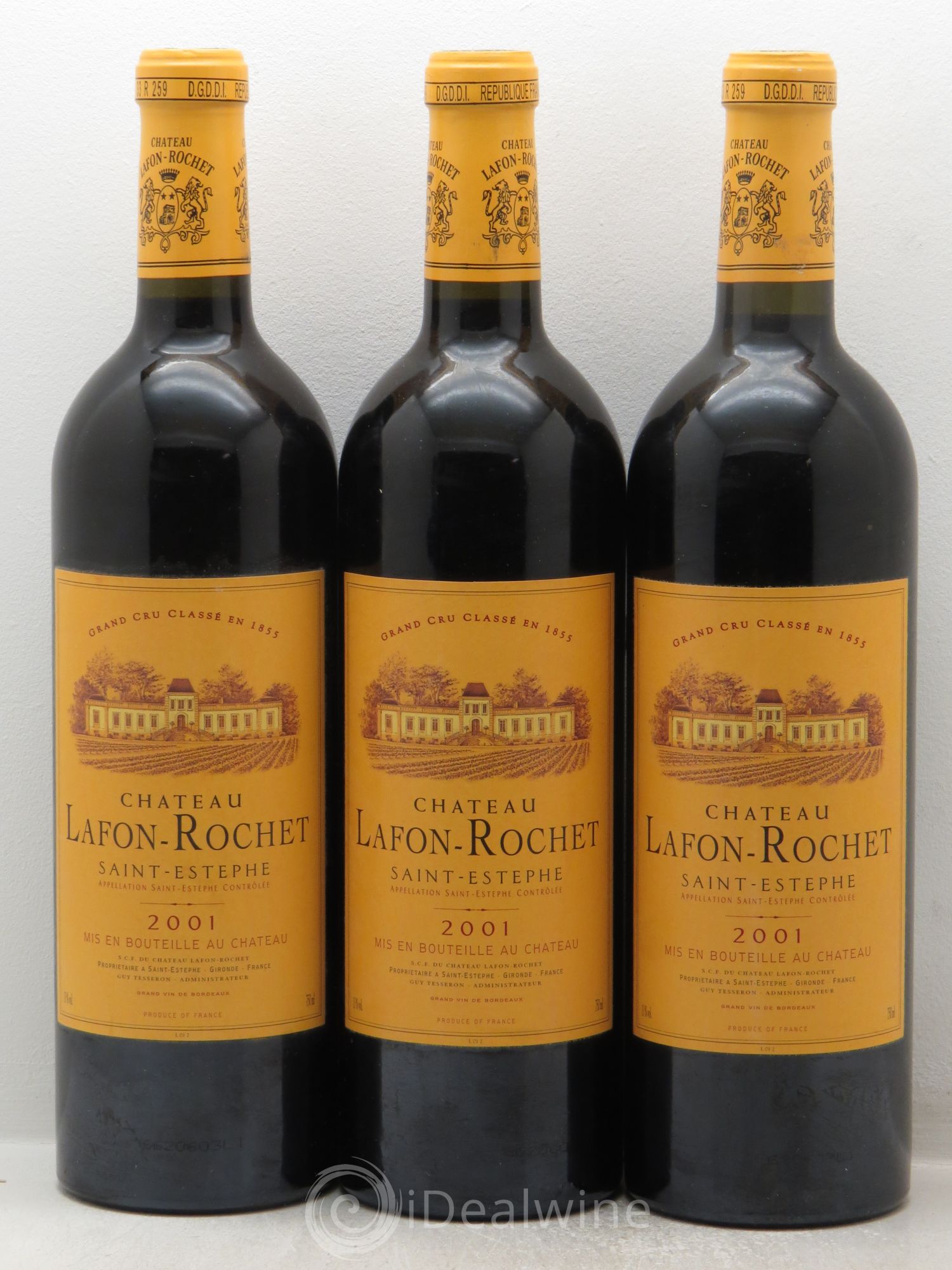 Château Lafon Rochet 4ème Grand Cru Classé 2001 - Lot de 3 bouteilles - 0